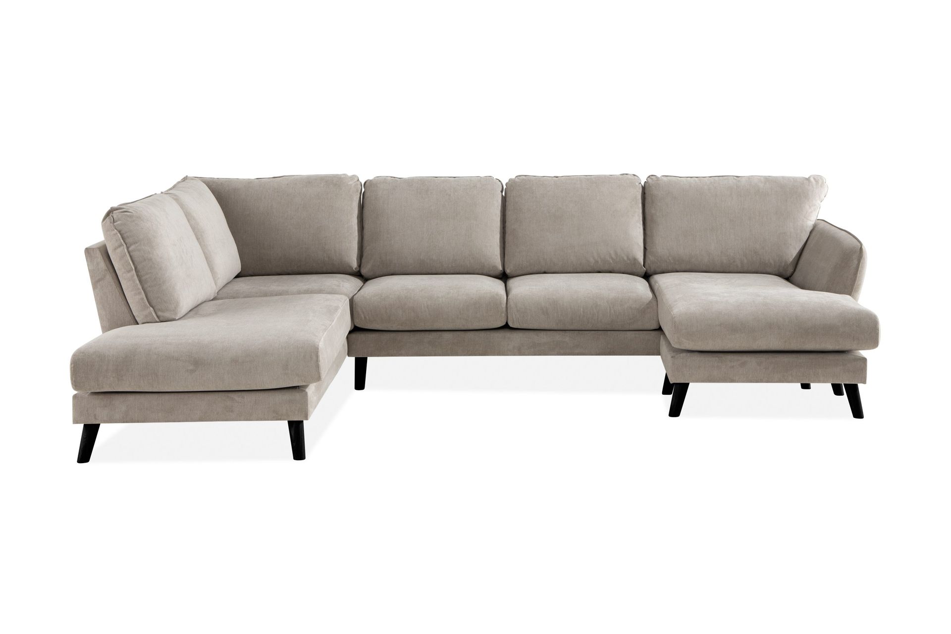Trend Lyx 4-sits V&auml;nsterv&auml;nd U-formad Soffa med Divan och Sch&auml;slong i Tyg - Beige