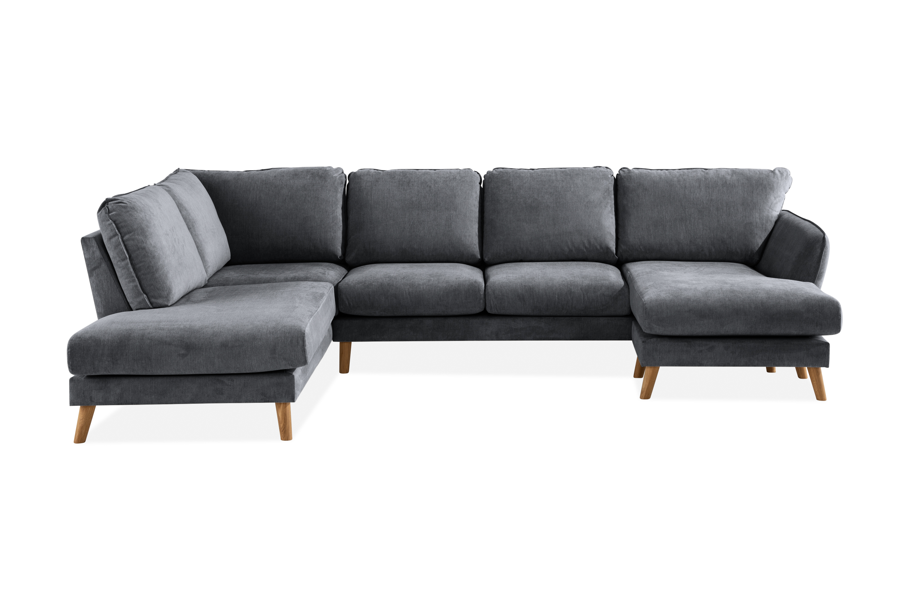 Trend Lyx 4-sits Vänstervänd U-formad Soffa med Divan och Schäslong i Tyg Mörkgrå