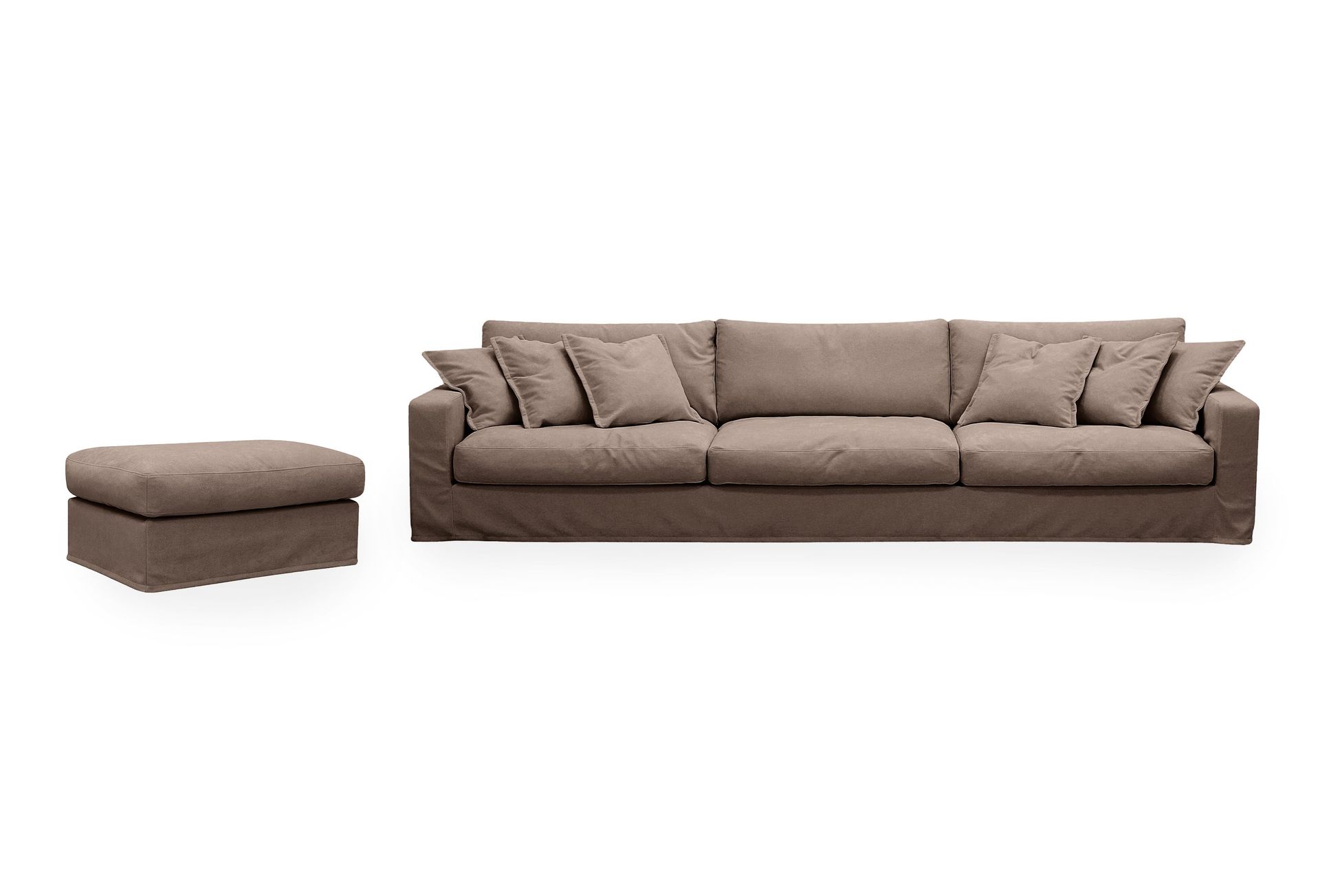 Valencia Extra Djup 5-sits soffa + fotpall med avtagbar och tv&auml;ttbar kl&auml;dsel - M&ouml;rkbrun