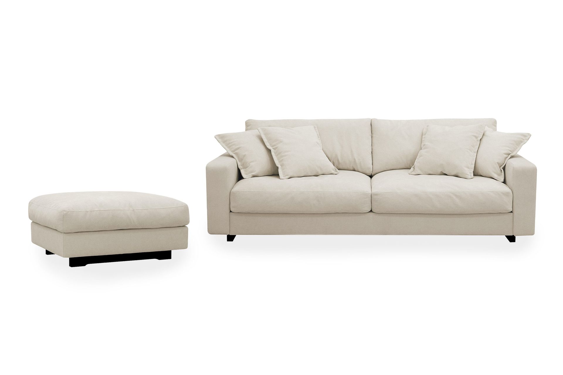 Valencia Soffgrupp Extra Djup 3-sits Soffa + Fotpall i Chenille - Beige