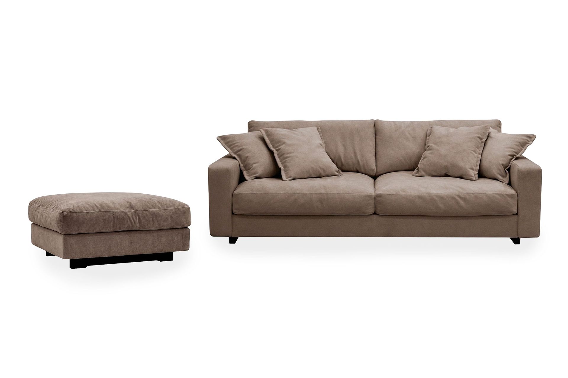 Valencia Soffgrupp Extra Djup 3-sits Soffa + Fotpall i Chenille - M&ouml;rkbrun