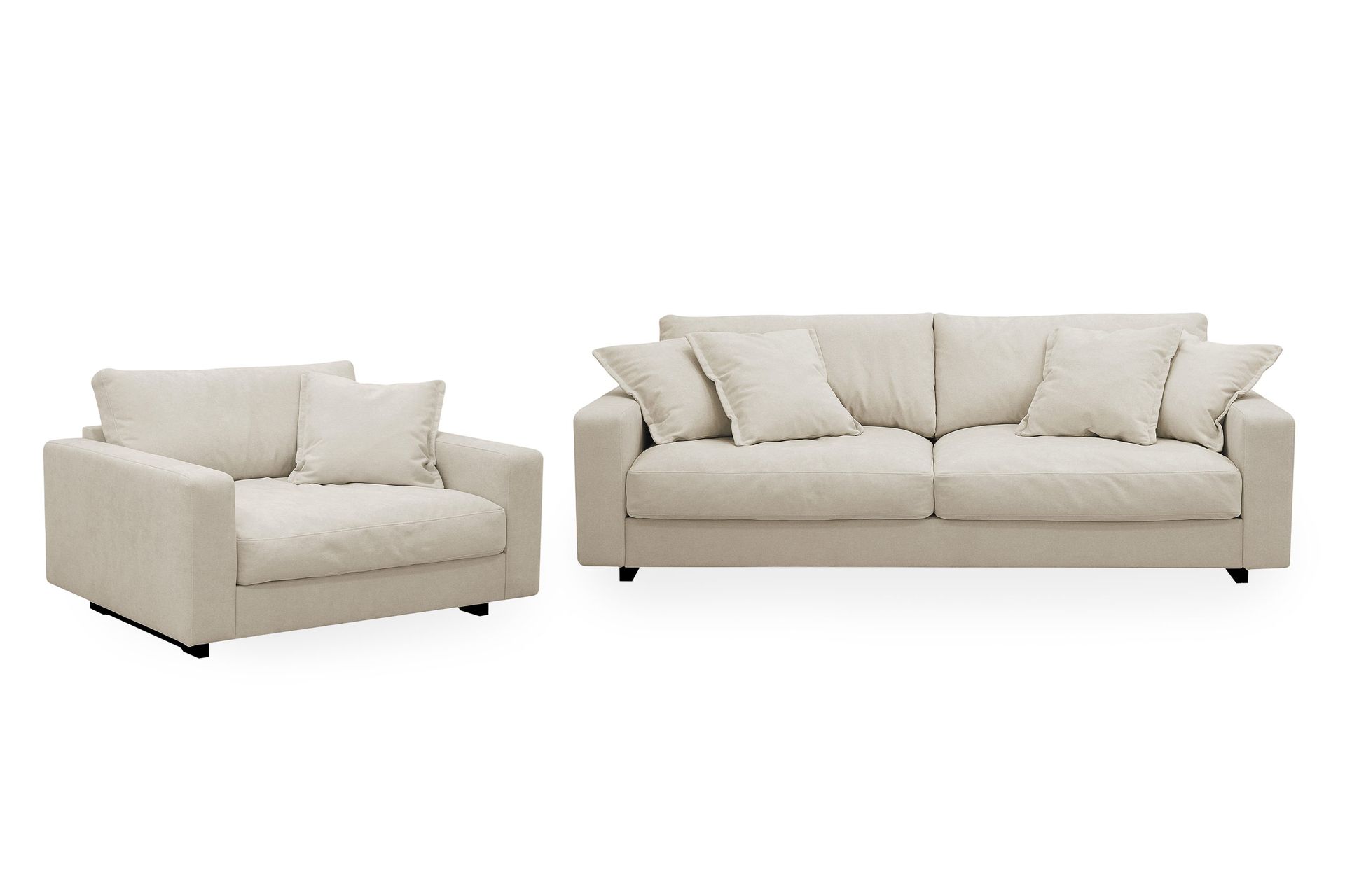 Valencia Soffgrupp Extra Djup 3-sits Soffa + F&aring;t&ouml;lj i Chenille - Beige