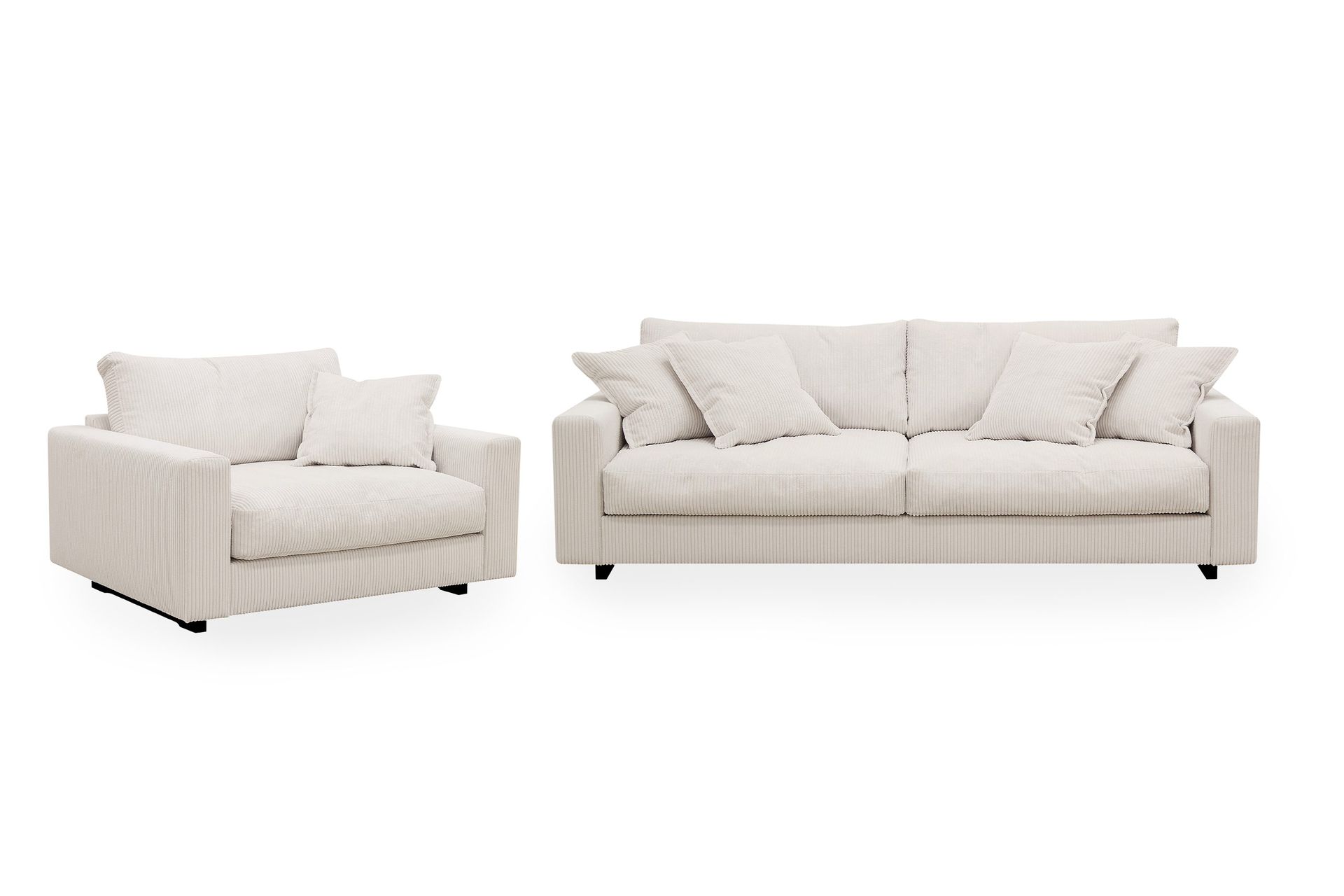 Valencia Soffgrupp Extra Djup 3-sits Soffa + F&aring;t&ouml;lj - Offwhite