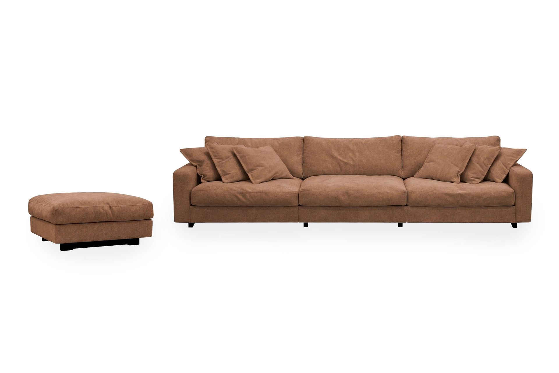 Valencia Soffgrupp Extra Djup 5-sits Soffa + Fotpall i Chenille - Rostbrun