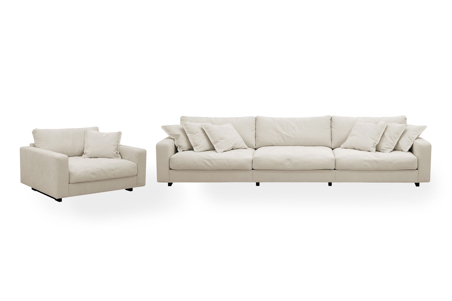 Valencia Soffgrupp Extra Djup 5-sits Soffa + F&aring;t&ouml;lj i Chenille - Beige