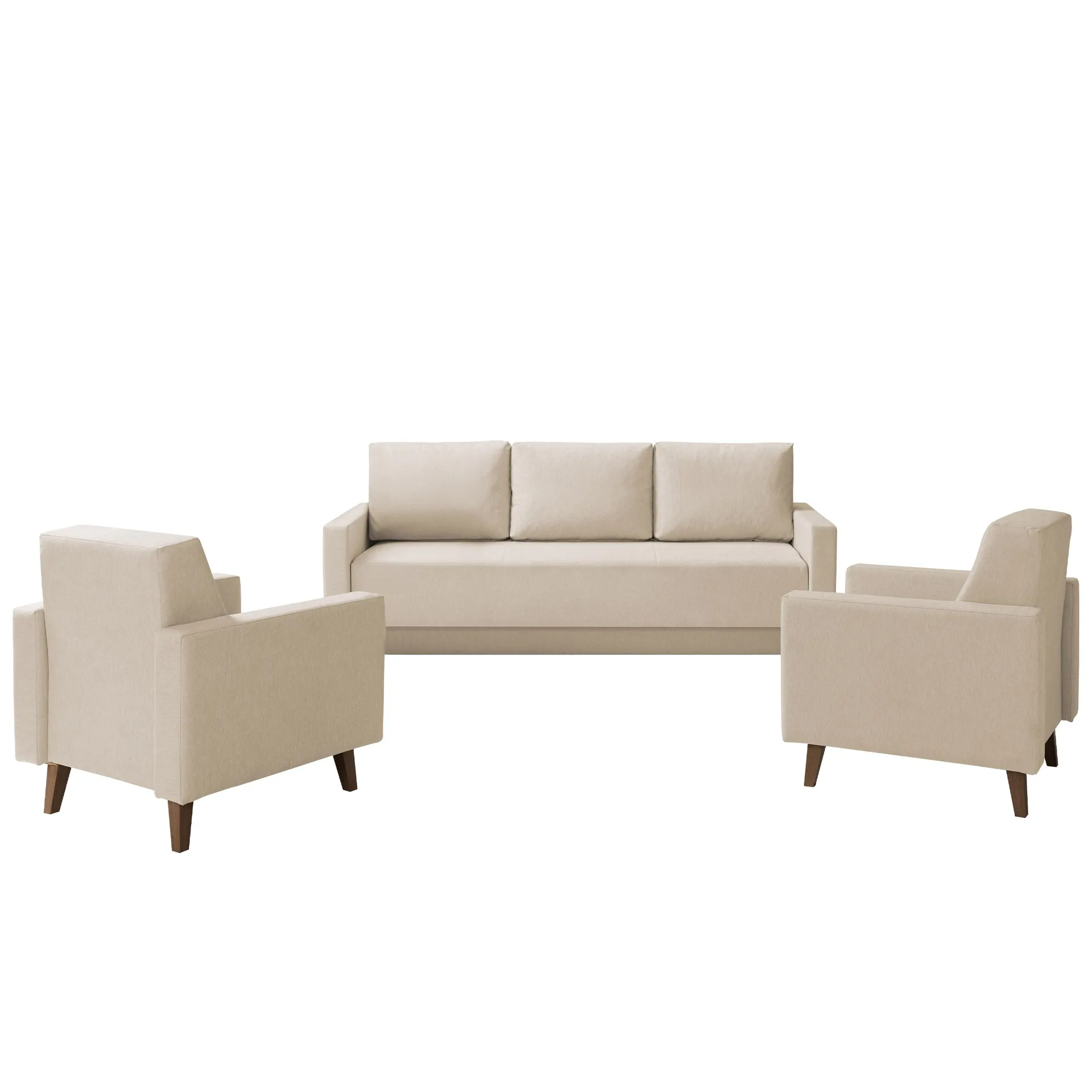 Waldsten Soffgrupp - 3-sits Bäddsoffa + 2 Fåtöljer - beige