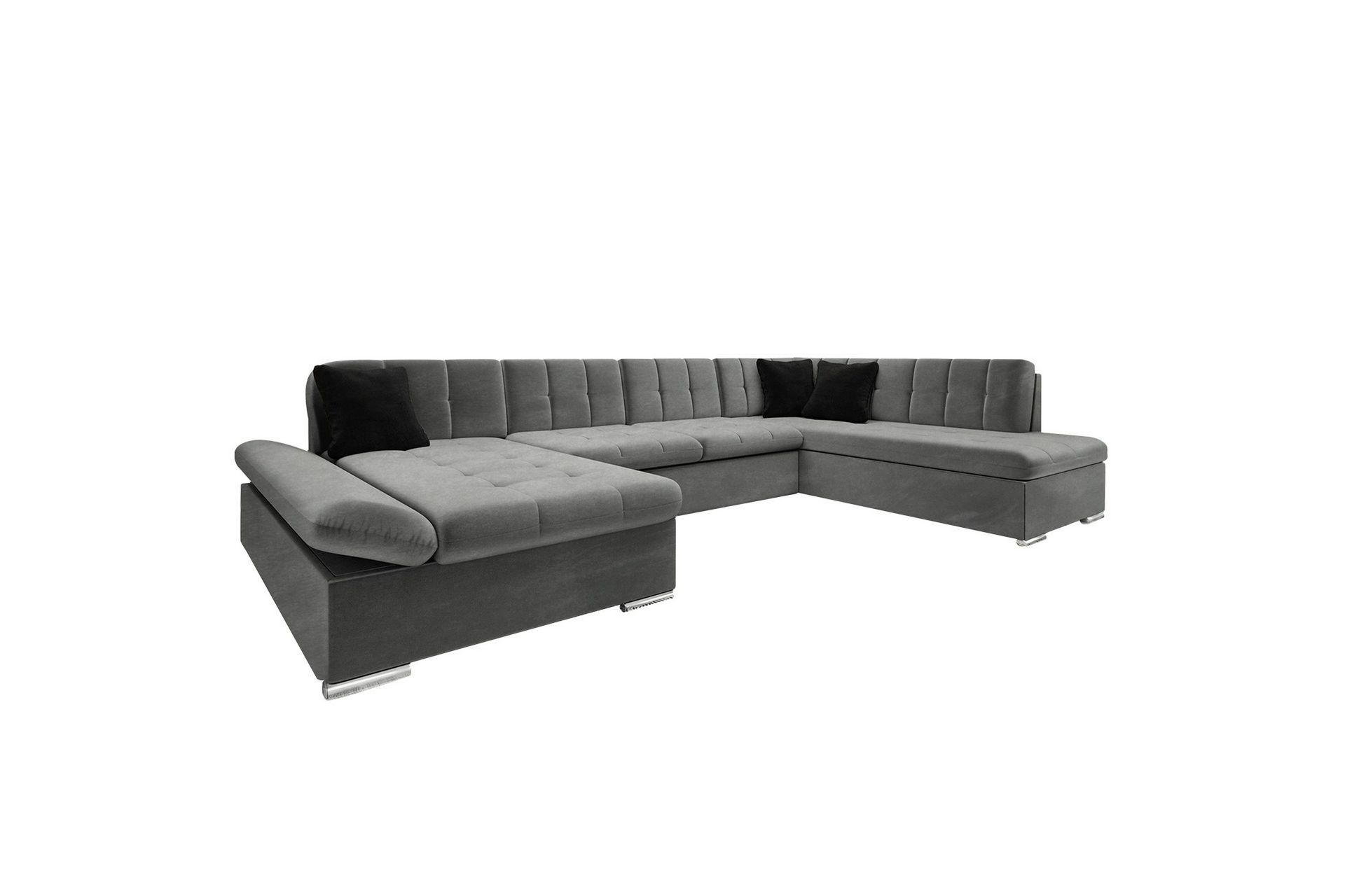 Zumar Soffa med Divan och Sch&auml;slong 4-sits - M&ouml;rkgr&aring;/Svart