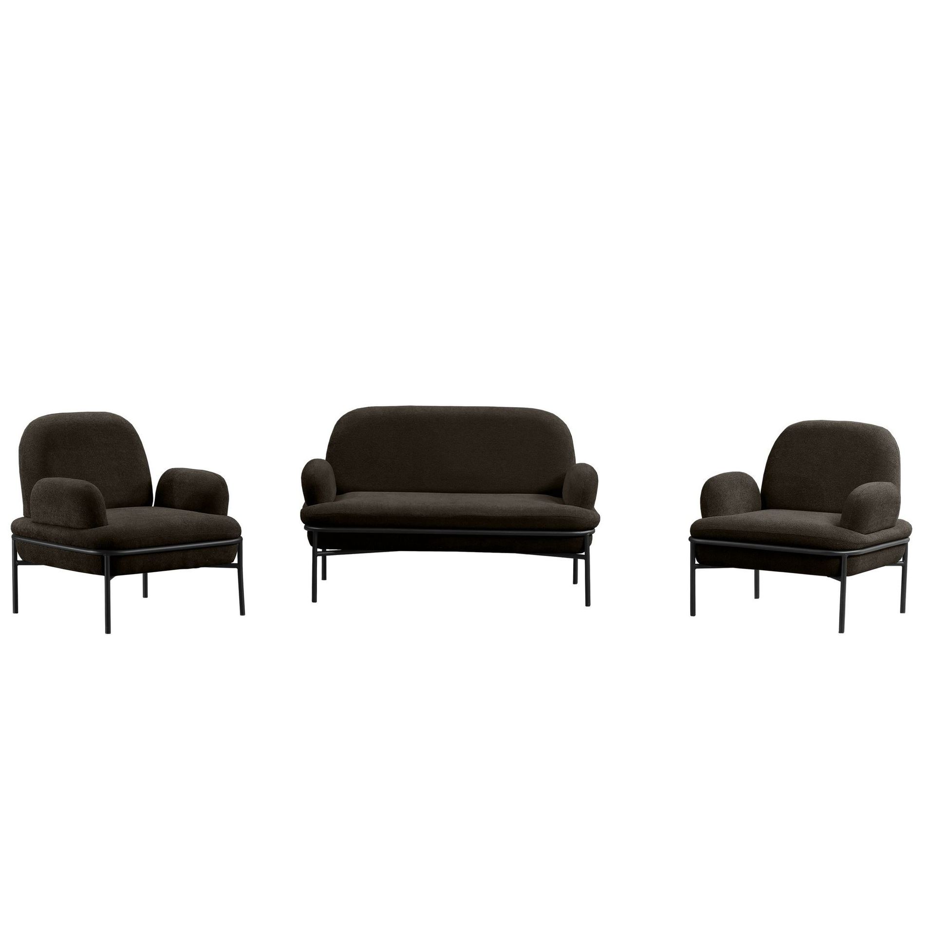 Zyricus Soffgrupp 2-sits Soffa + 2 F&aring;t&ouml;ljer Teddy - Antracit