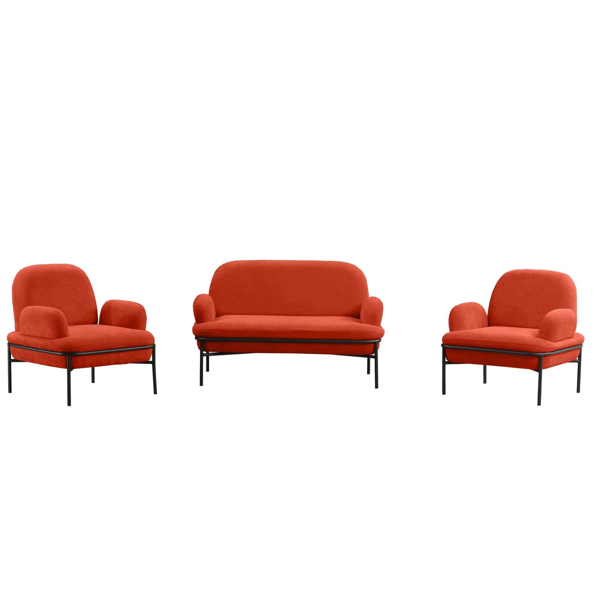 Zyricus Soffgrupp 2-sits Soffa + 2 F&aring;t&ouml;ljer Teddy - Tegelr&ouml;d