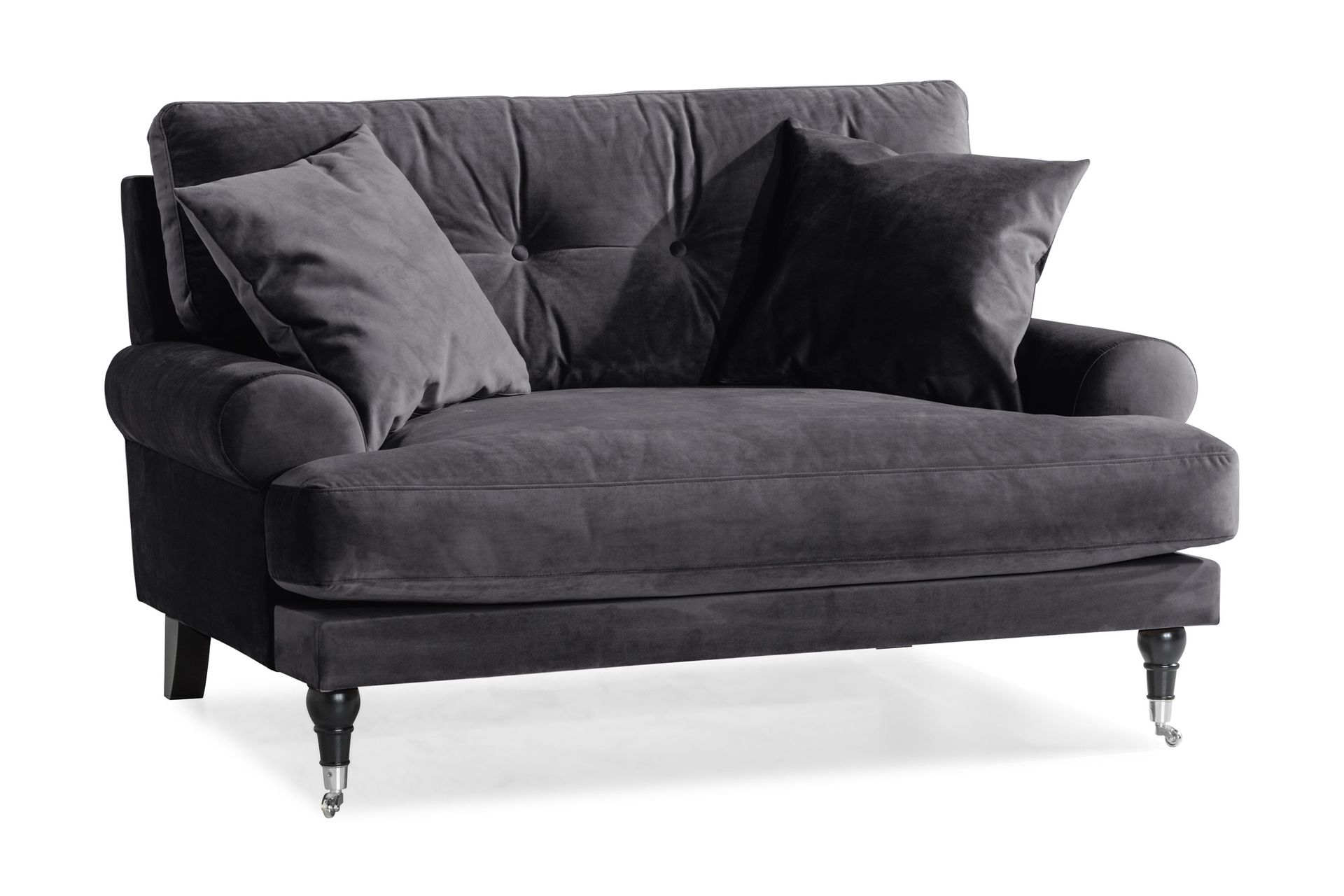 Andrew Loveseat Sammet - M&ouml;rkgr&aring;/Krom