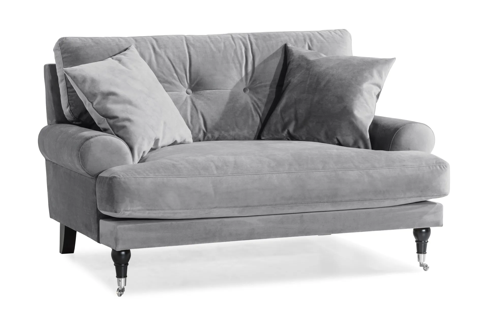 Andrew Loveseat Sammet - Silvergr&aring;/Krom