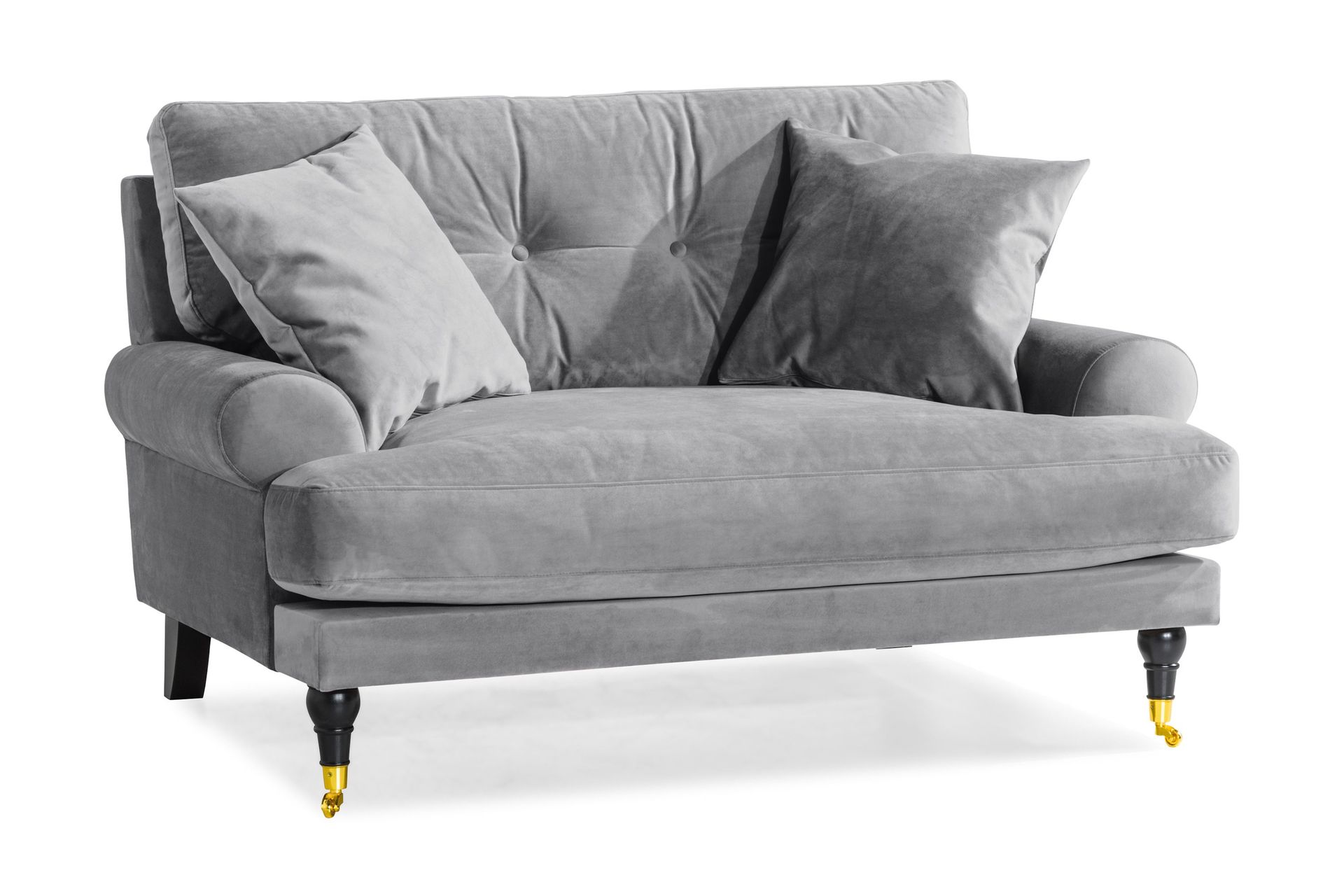 Andrew Loveseat Sammet - Silvergr&aring;/M&auml;ssing
