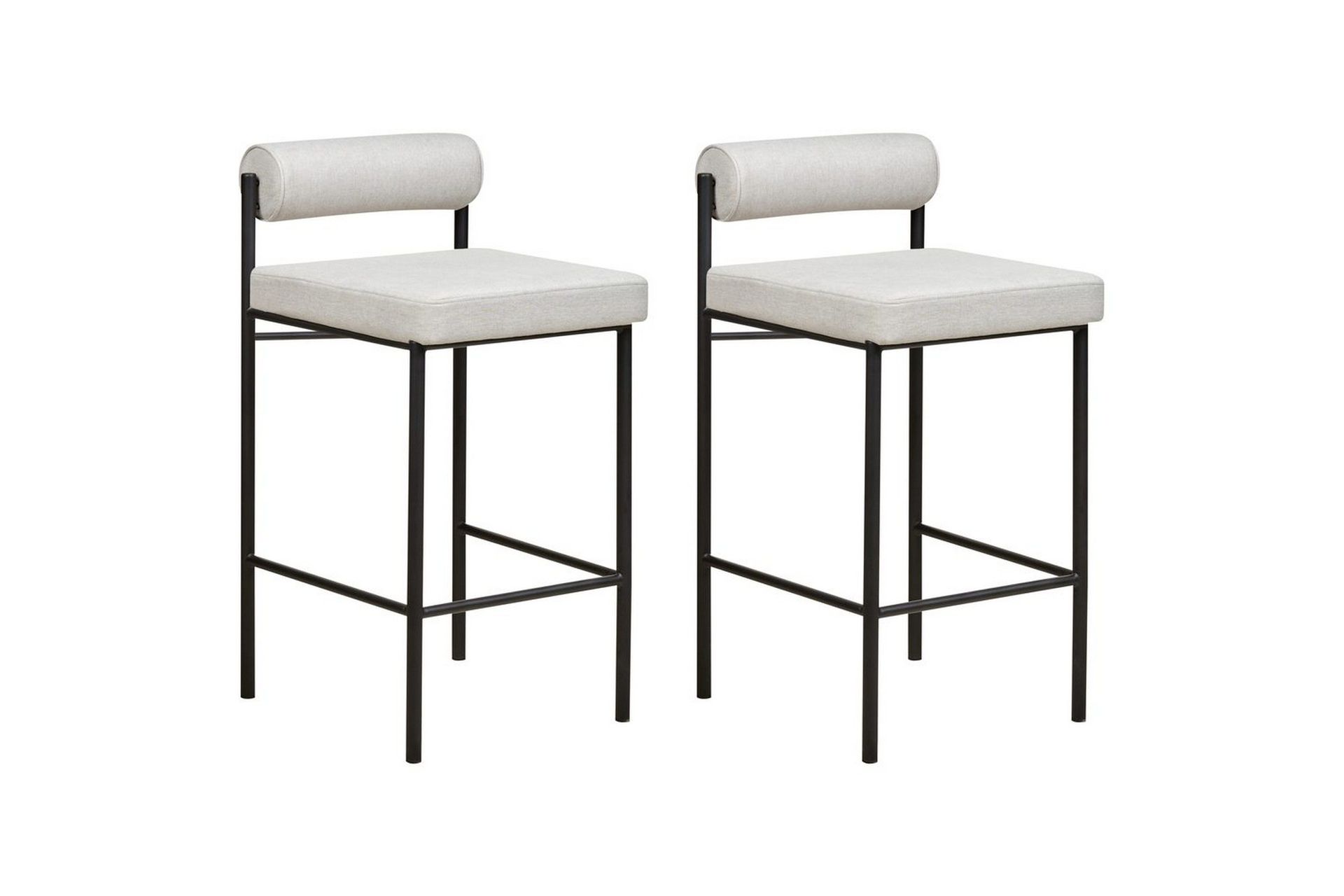 barstol amaya set om 2 ljusgrå-svart, polyester - ljusgrå-svart, polyester