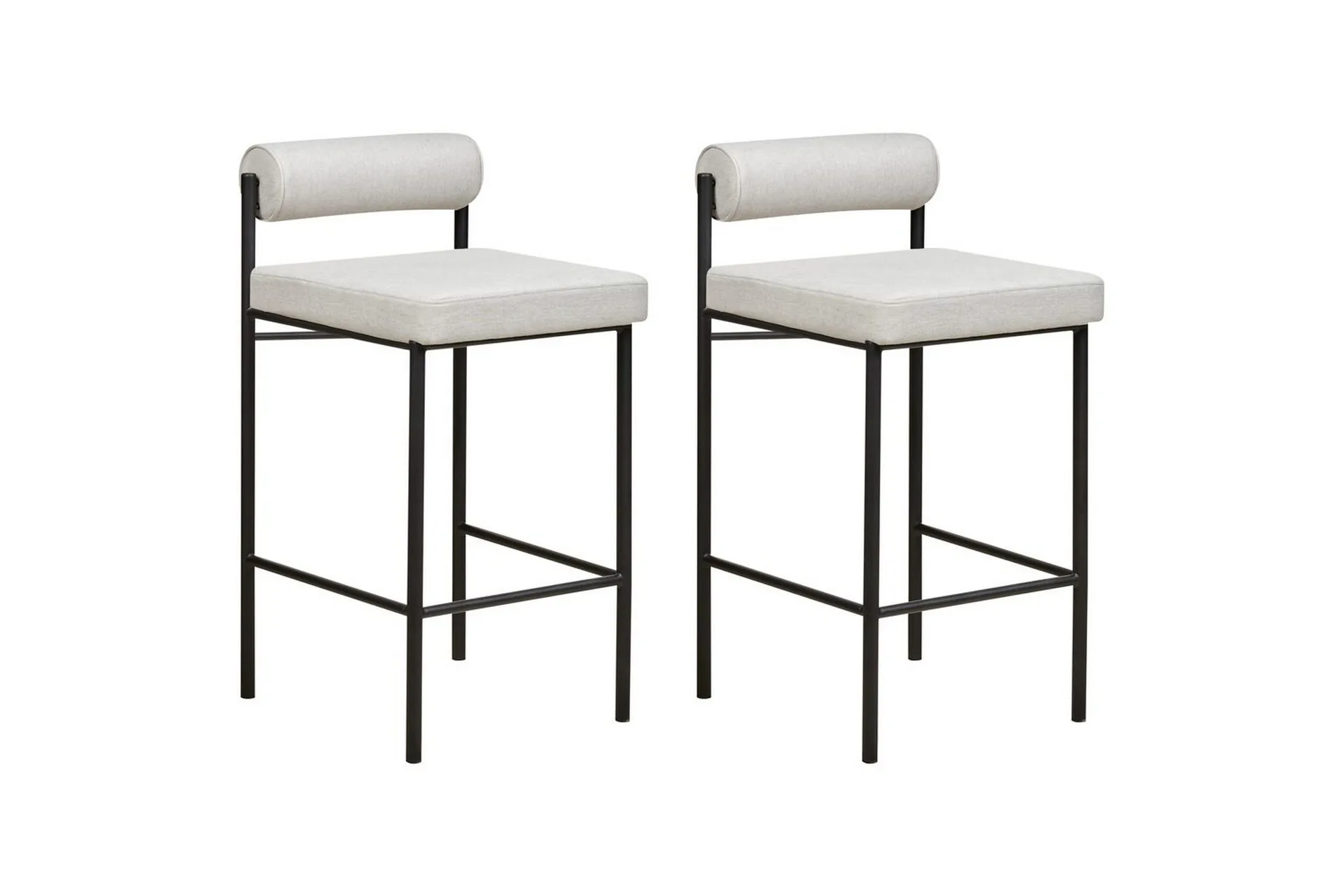 Barstol Amaya set om 2 Ljusgr&aring;-Svart, Polyester - Ljusgr&aring;-Svart, Polyester