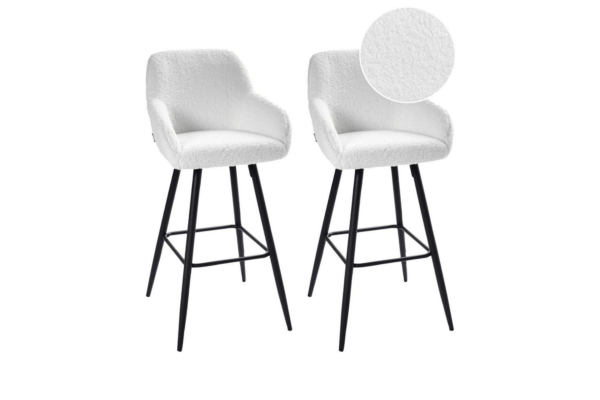 Barstol Casmalia set om 2 Vit/Svart - Vit/Svart