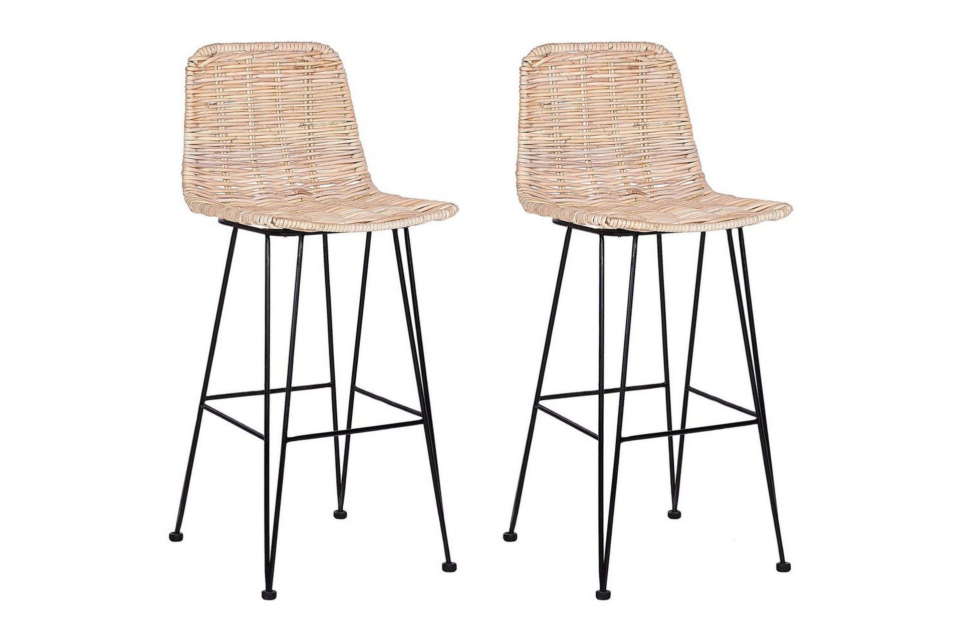 Barstol Cassita set om 2 Natur-Beige-Svart - Natur-Beige-Svart