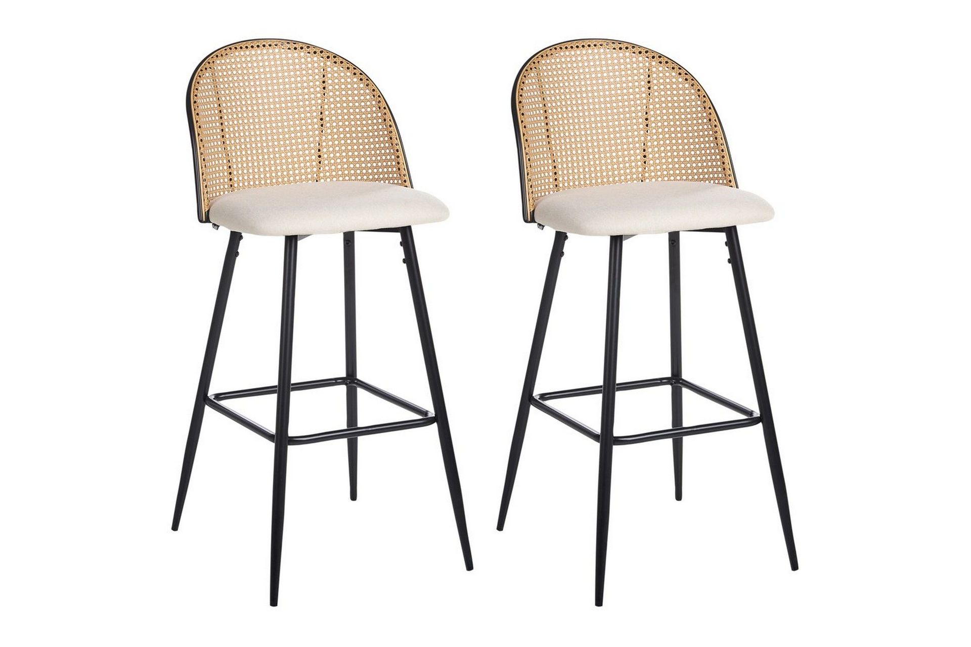 Barstol Cornell set om 2 Svart-Beige-Ljust Trä - Svart-Beige-Ljust Trä