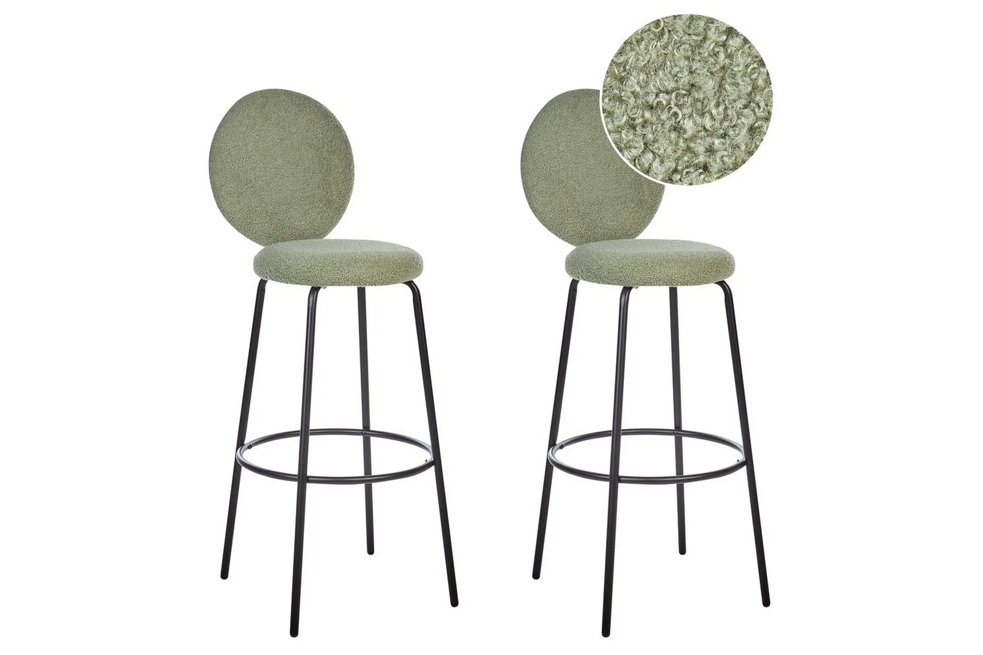 barstol emery set om 2 ljusgrön-svart - ljusgrön-svart