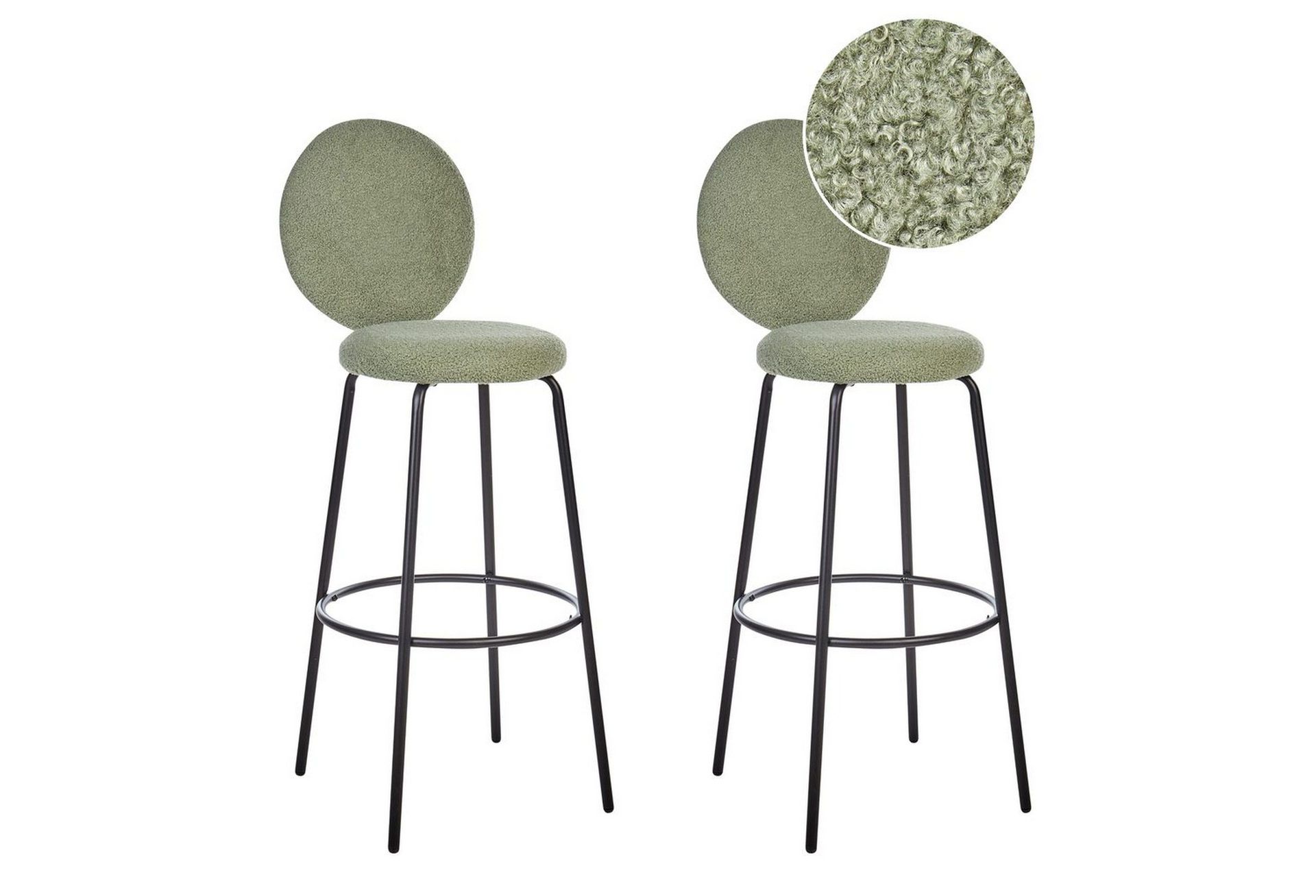 Barstol Emery set om 2 Ljusgr&ouml;n-Svart - Ljusgr&ouml;n-Svart