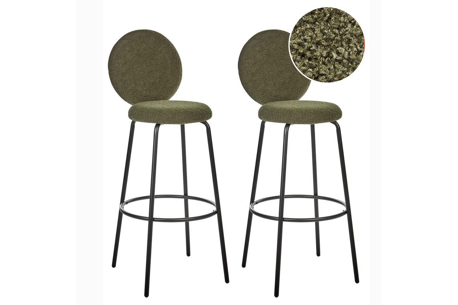 barstol emery set om 2 mörkgrön-svart - mörkgrön-svart