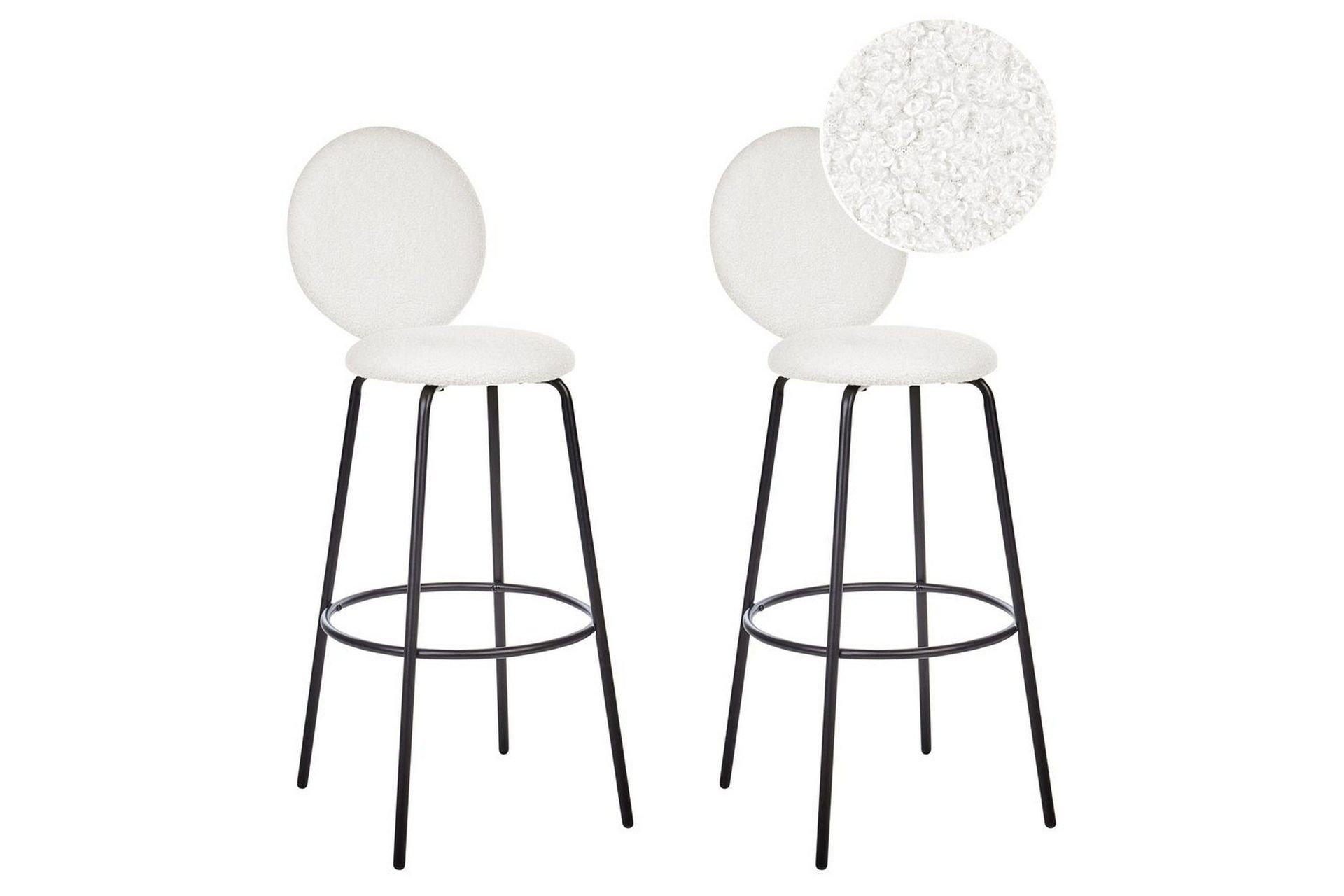 Barstol Emery set om 2 Vit-Svart - Vit-Svart