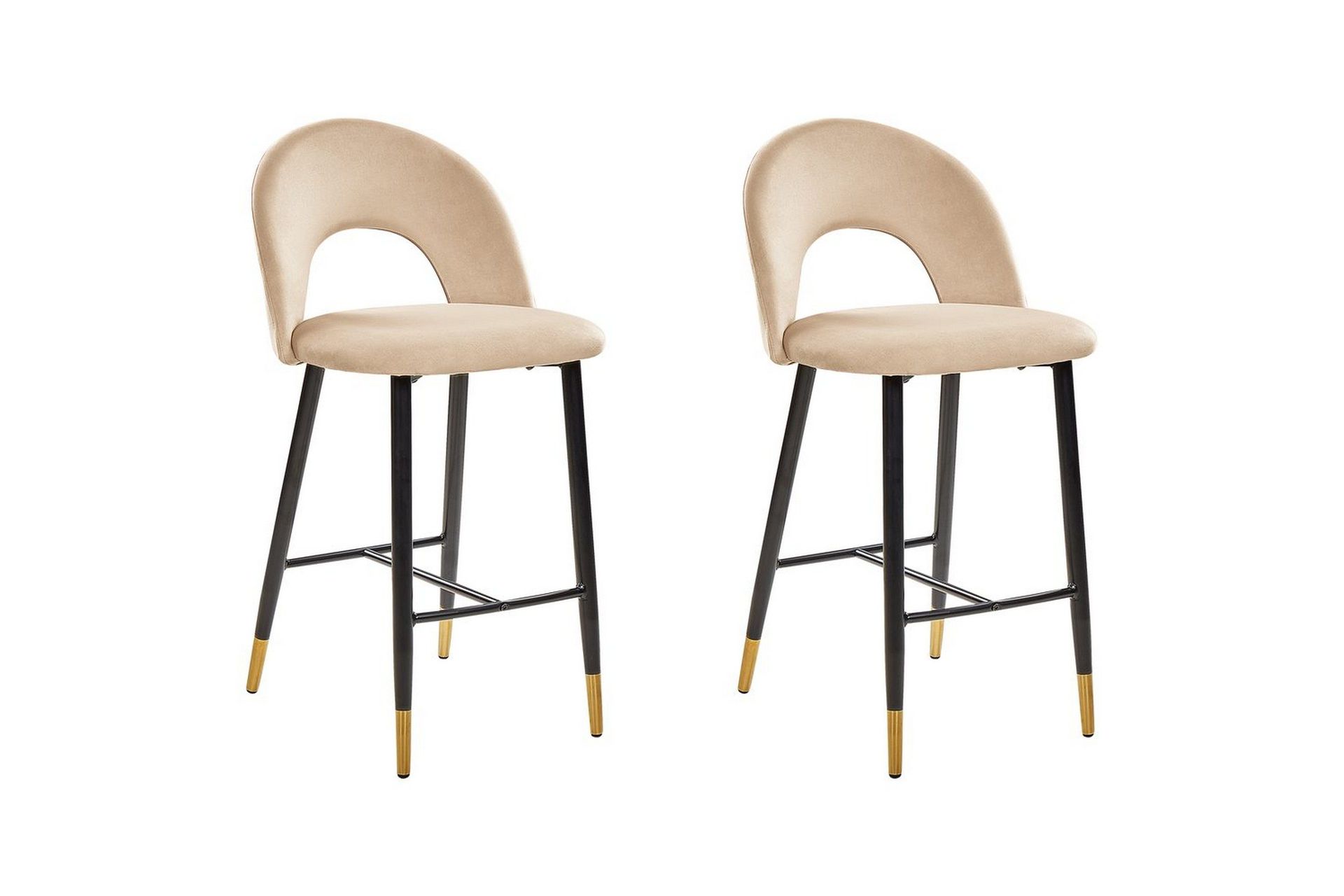 Barstol Falton set om 2 Beige-Svart-Guld - Beige-Svart-Guld