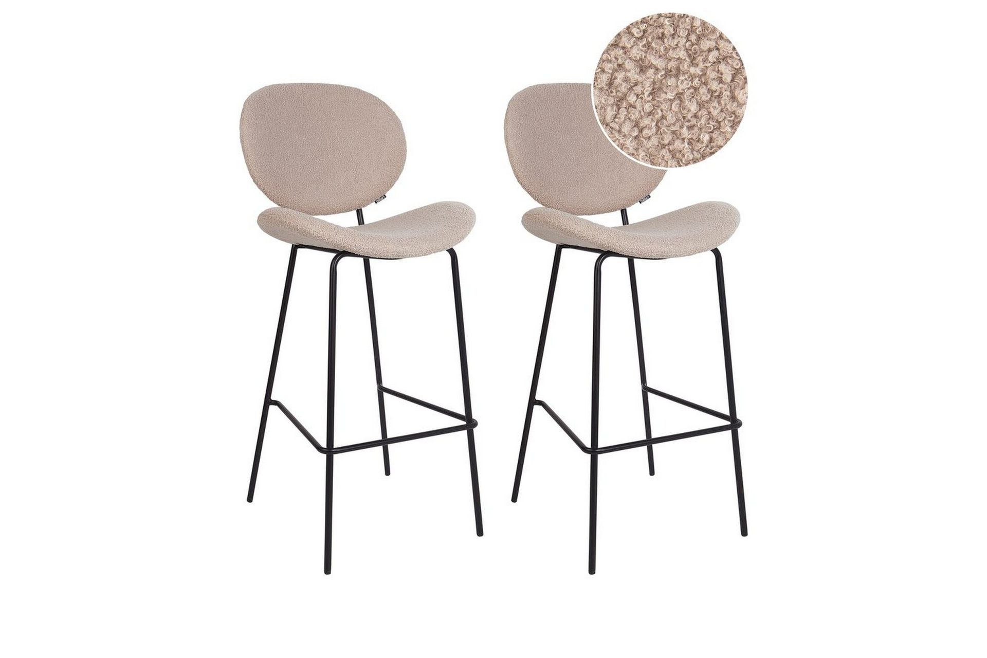 Barstol Luana set om 2 Beige-Svart - Beige-Svart