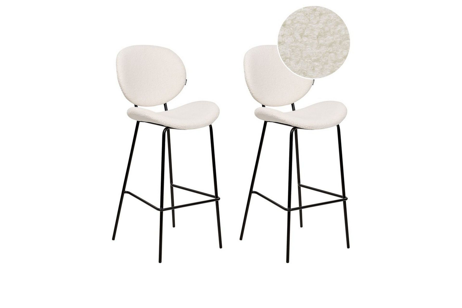 Barstol Luana set om 2 Vit-Svart - Vit-Svart