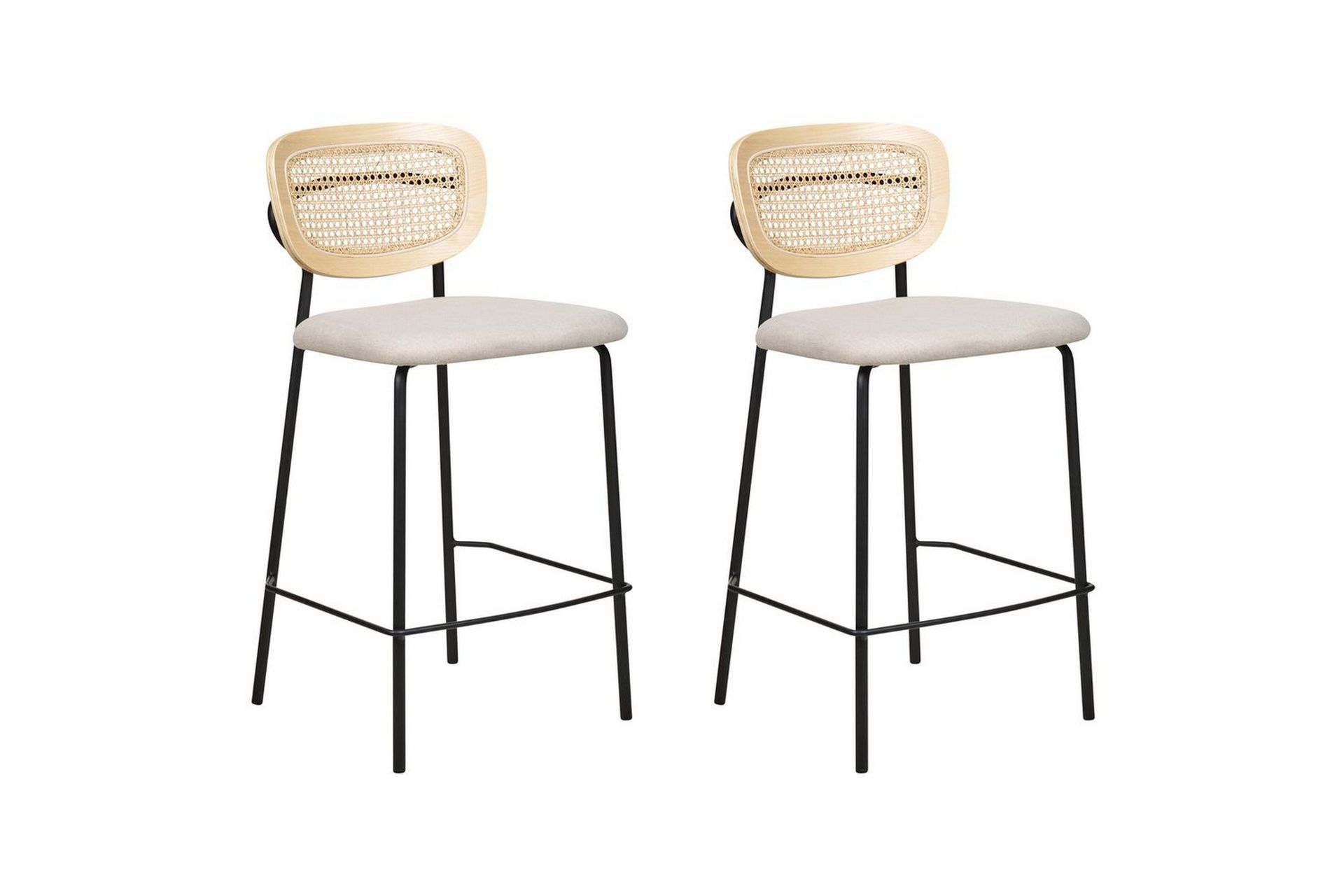 Barstol Mayetta set om 2 Natur-Beige-Svart - Natur-Beige-Svart