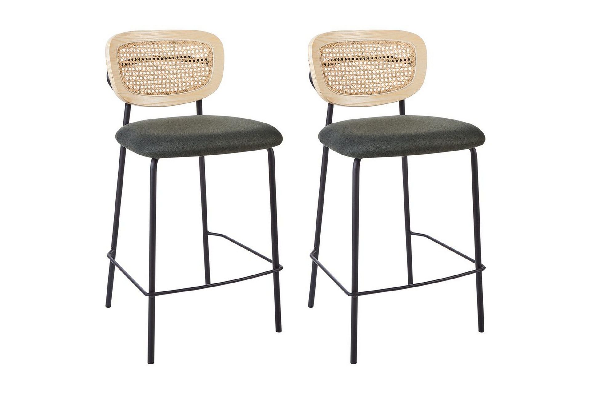 Barstol Mayetta set om 2 Natur-Gr&ouml;n-Svart - Natur-Gr&ouml;n-Svart