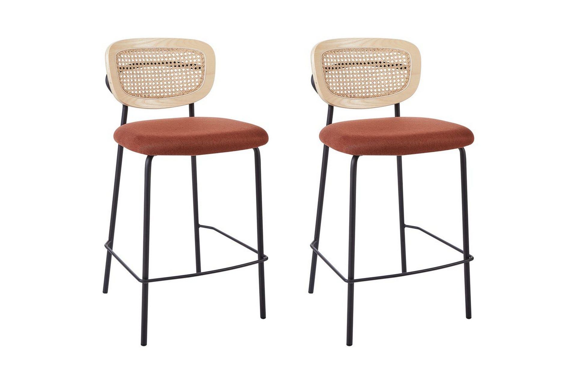 Barstol Mayetta set om 2 Natur-Orange-Svart - Natur-Orange-Svart