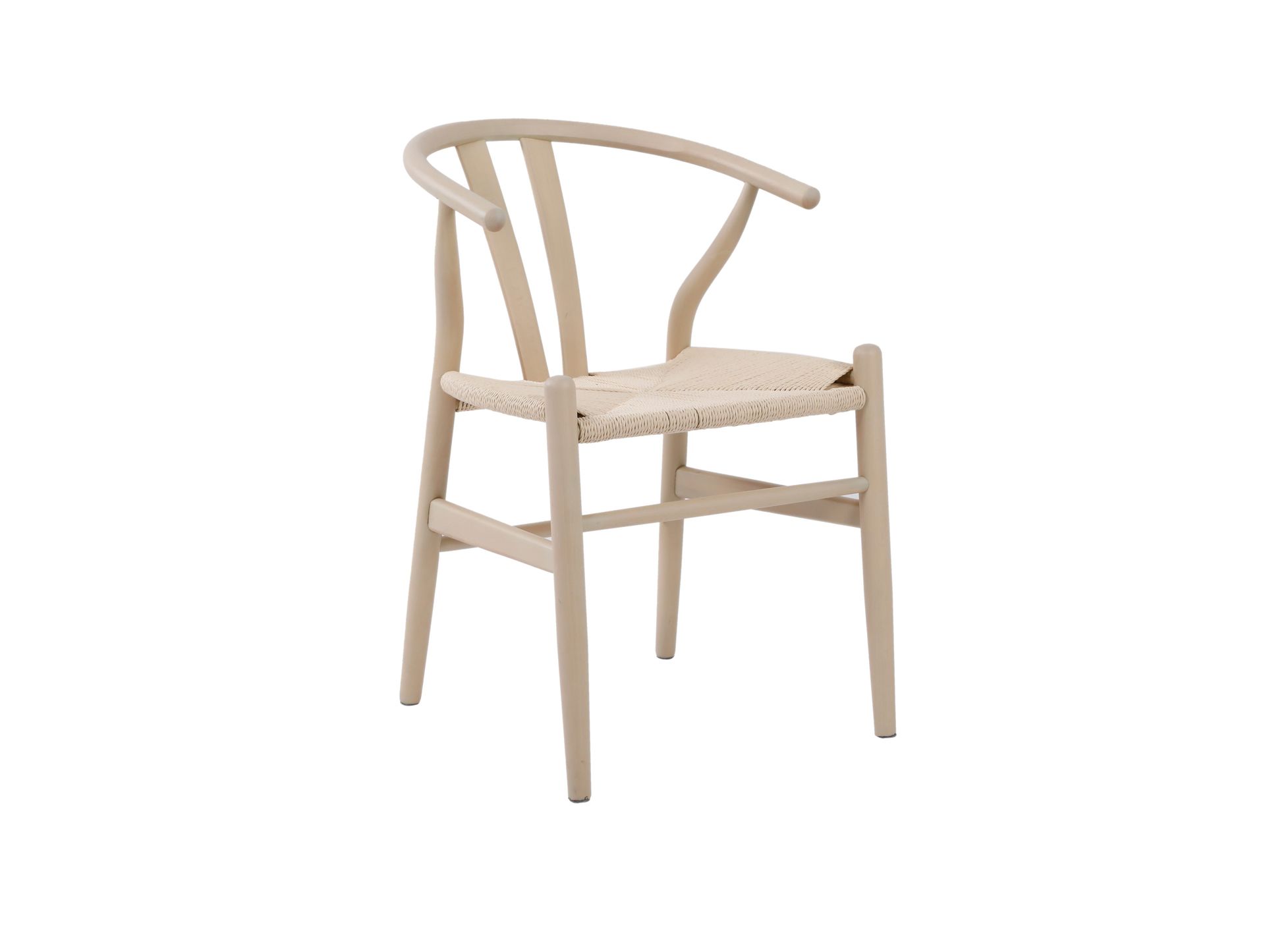 Dastoori Karmstol Matstol med Armstöd i Bokträ med Vitlaserad Ek-utseende med Flätad Sits - Beige