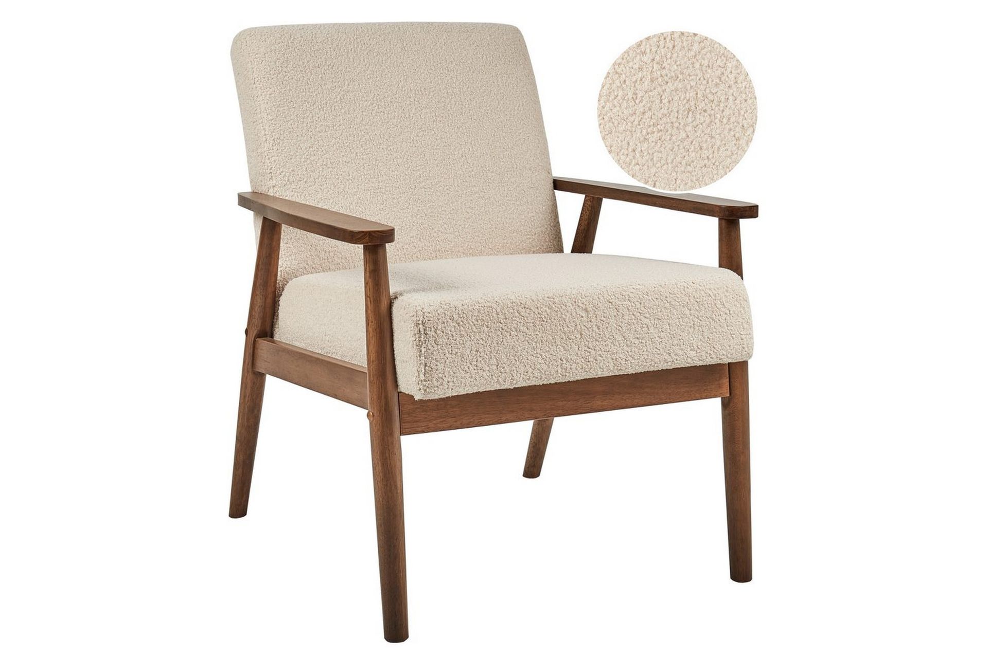 fåtölj esrum beige/mörkt trä, bouclé - beige/mörkt trä, bouclé