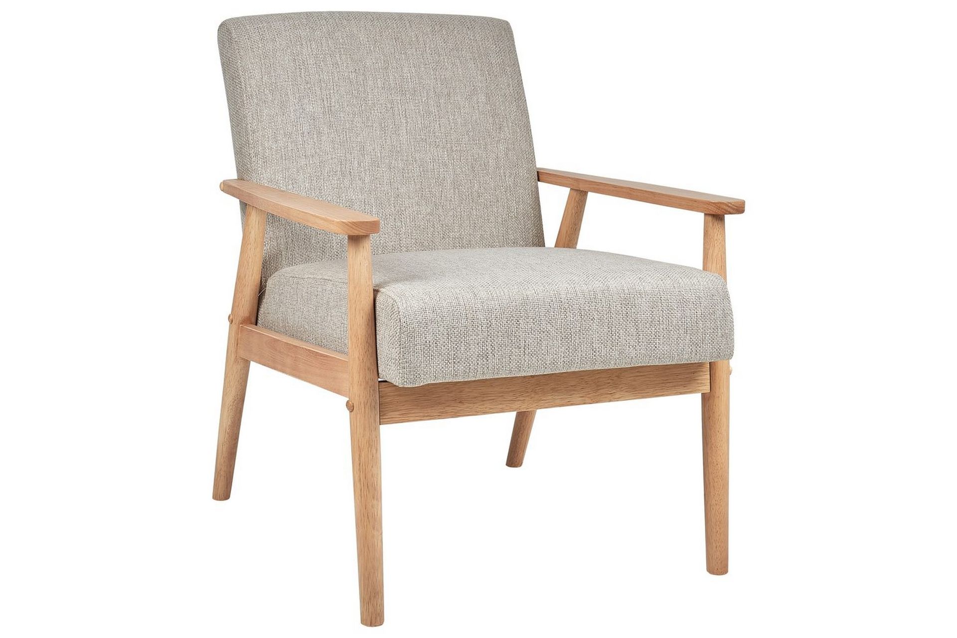 fåtölj esrum grå/ljust trä, polyester - grå/ljust trä, polyester