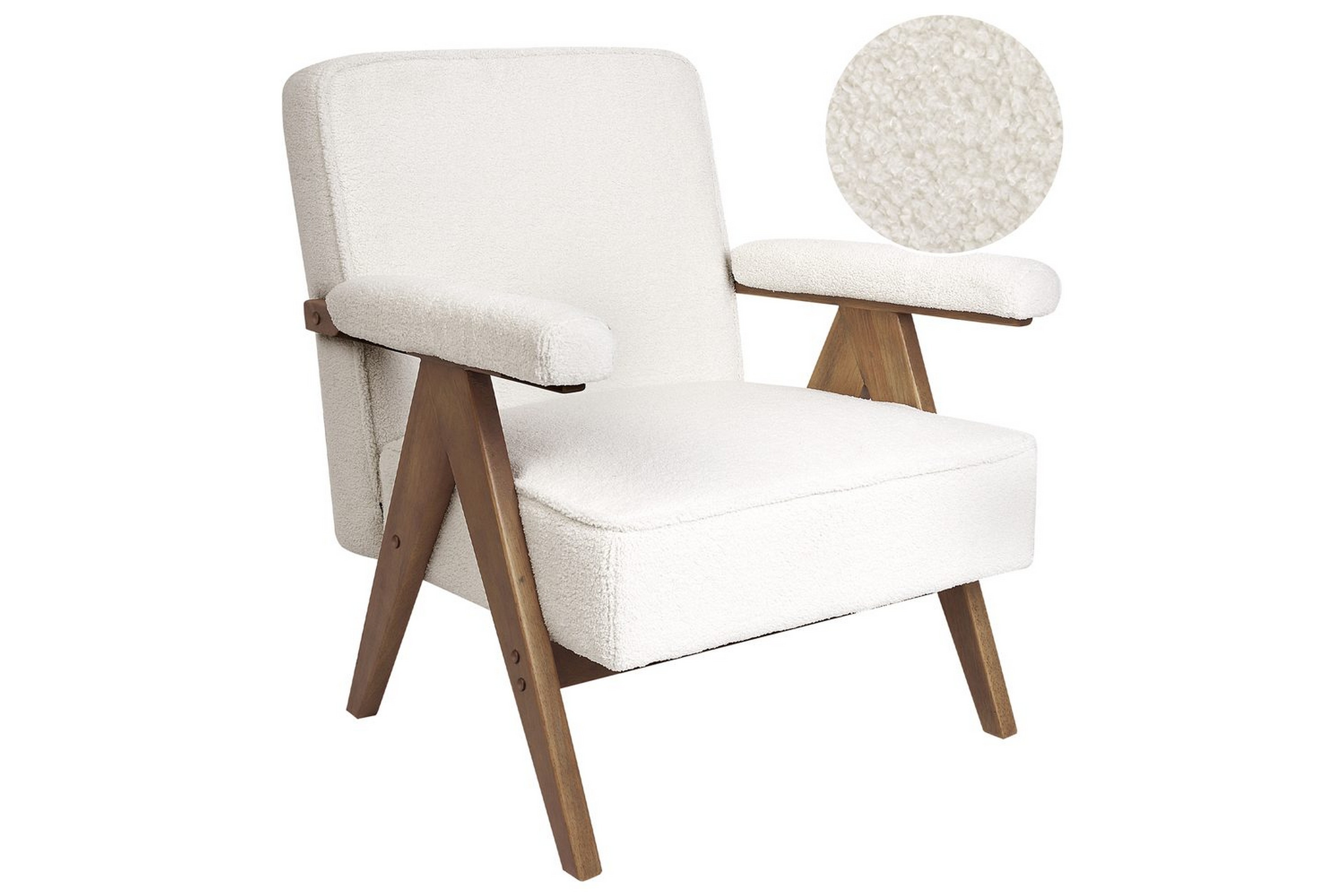 fåtölj evje - vitt, mörkt trä