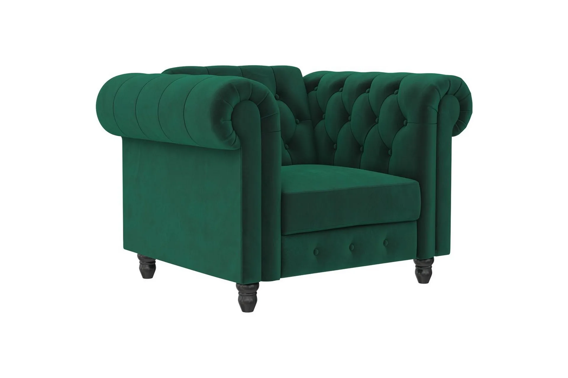 fåtölj felix mörkgrön, sammet/trä/metall - mörkgrön, sammet/trä/metall