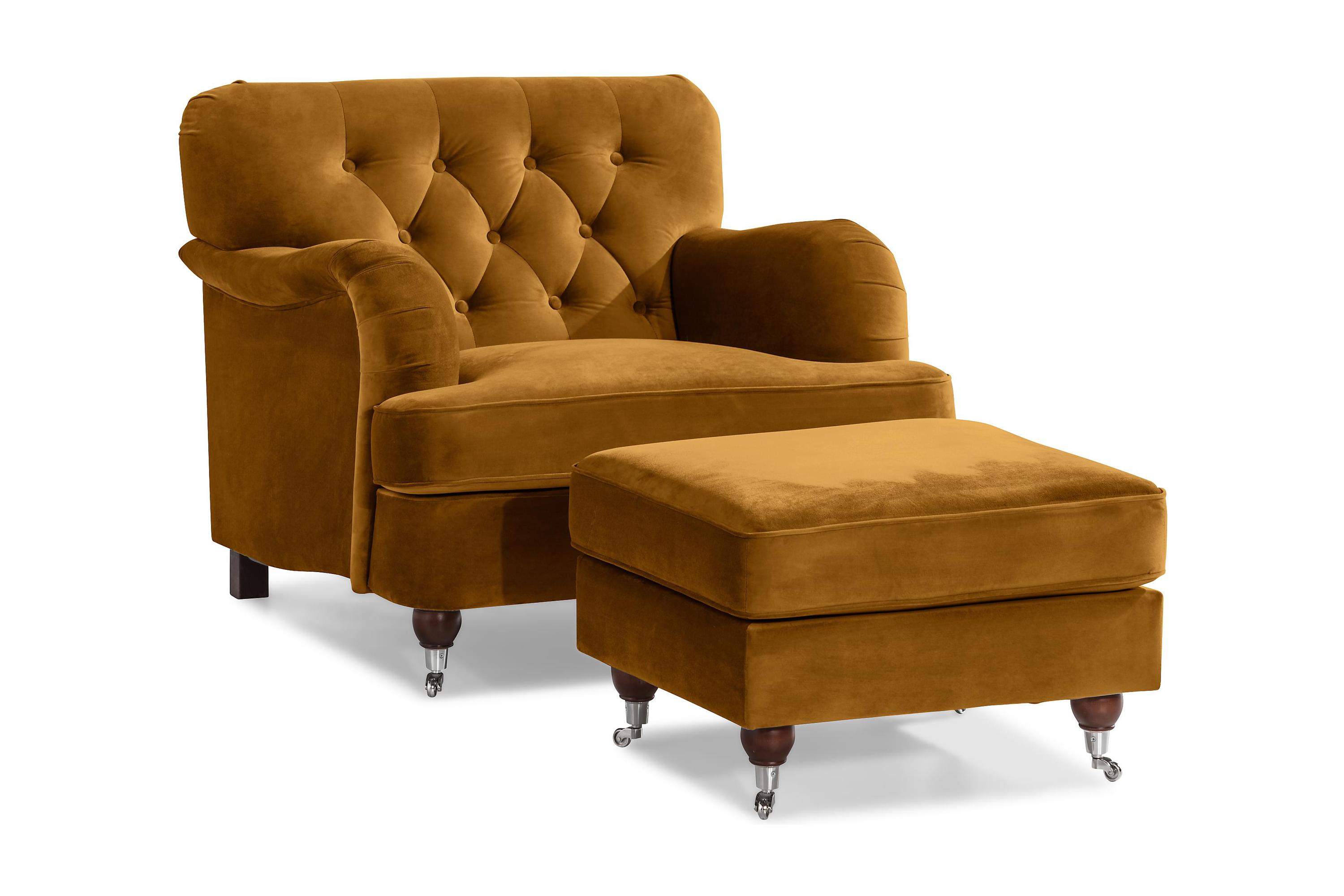 fåtölj med fotpall new castle - amber