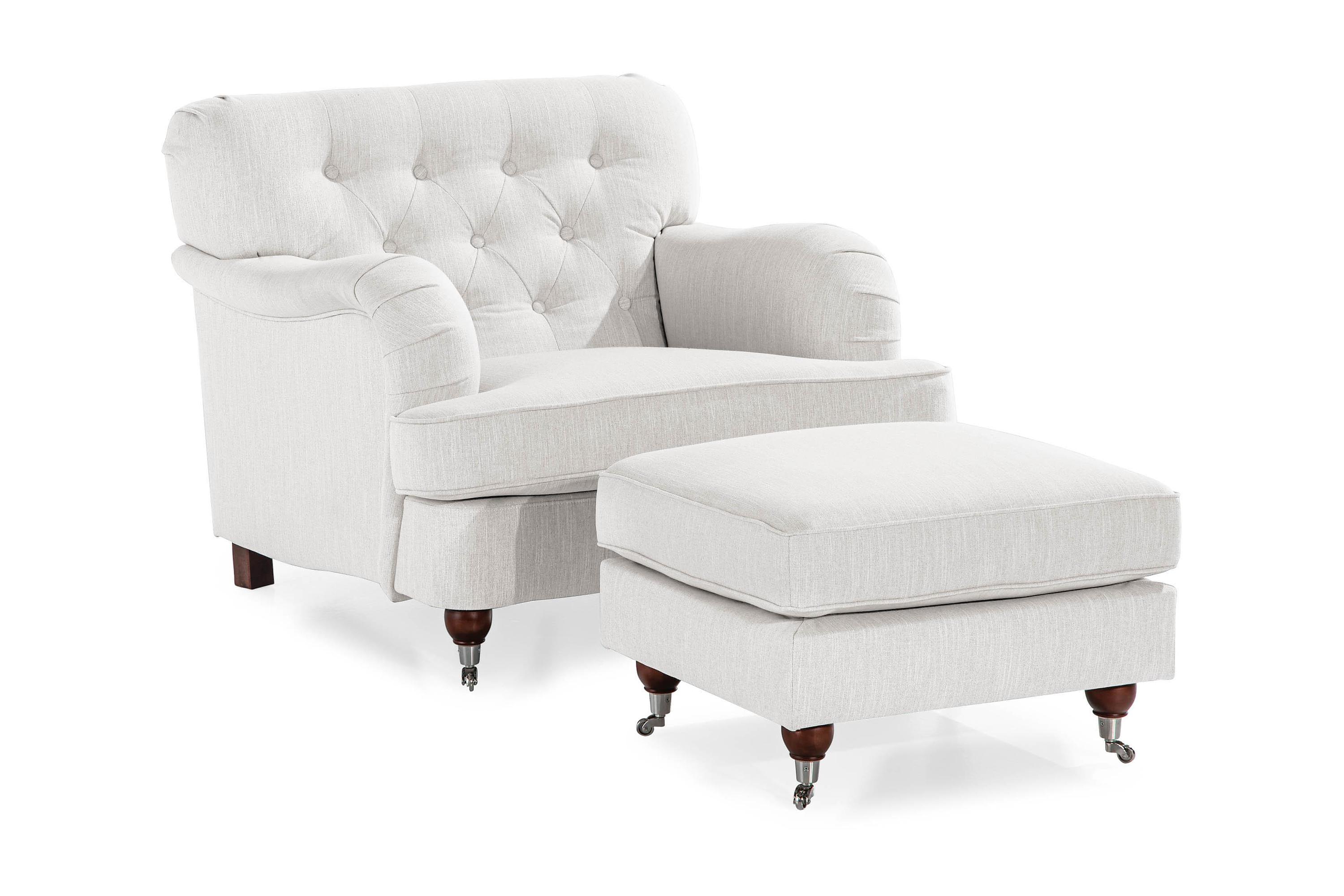 fåtölj med fotpall new castle - linnebeige