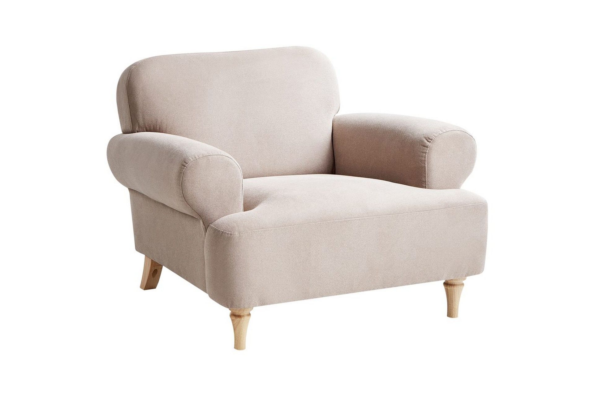 fåtölj kiberg - taupe, ljust trä