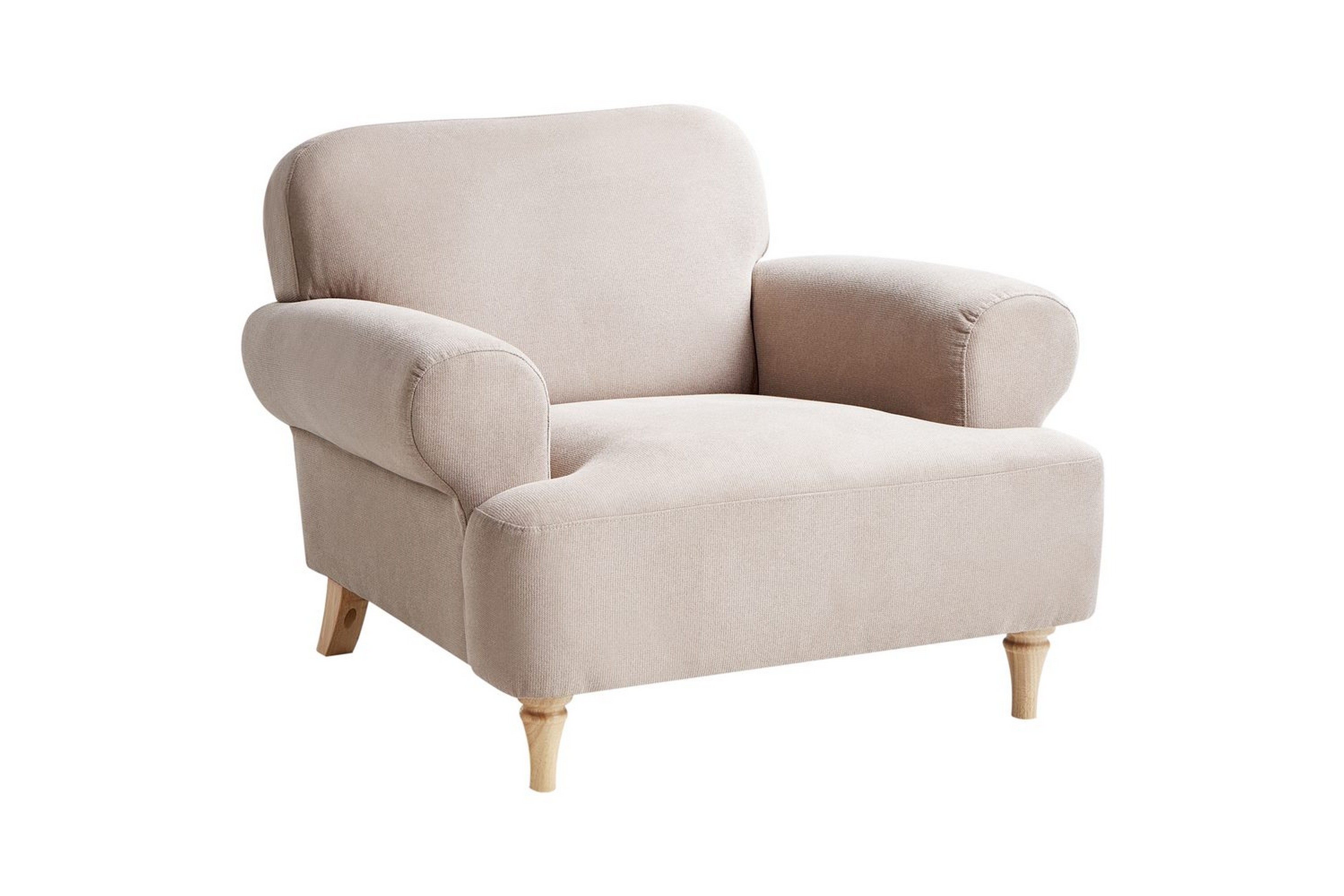 fåtölj kiberg - taupe, ljust trä