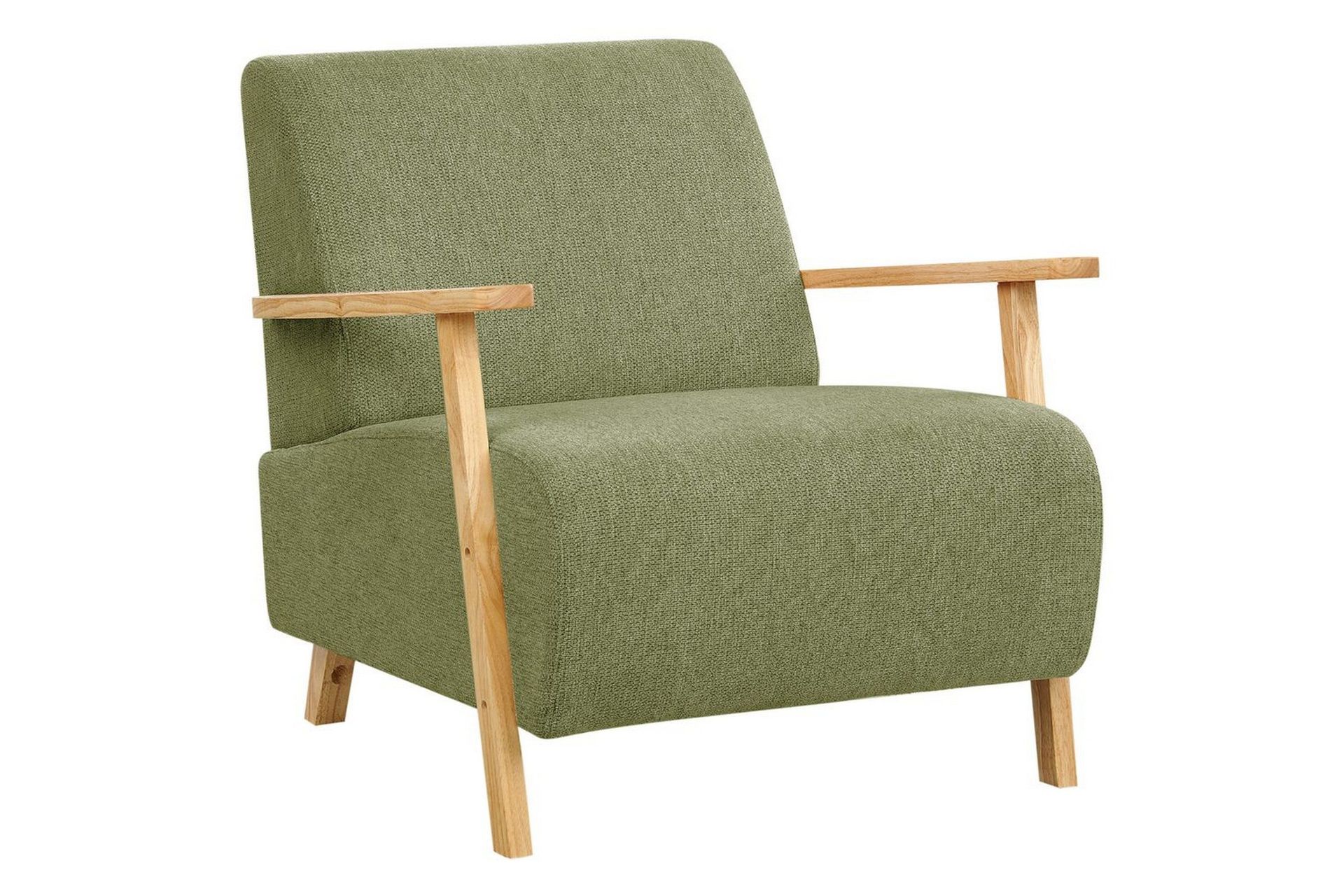 Fåtölj Lesja - Grönt, ljust trä/Polyester