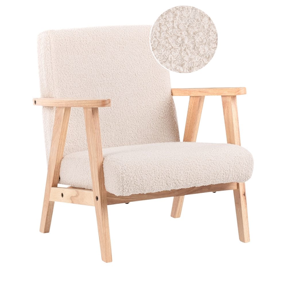 Fåtölj Linde - Beige, ljust trä