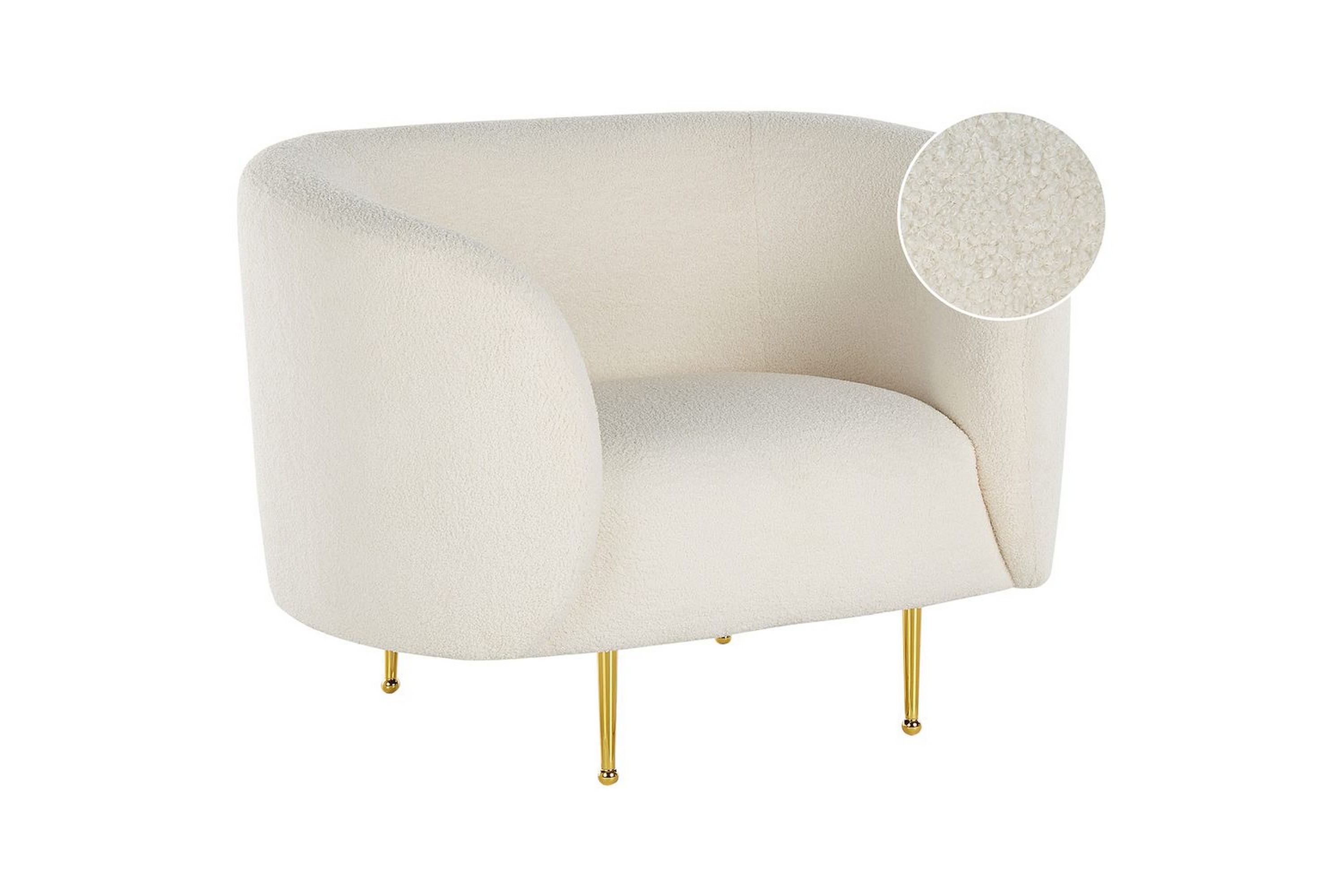 fåtölj loen - vitt, guld/bouclé