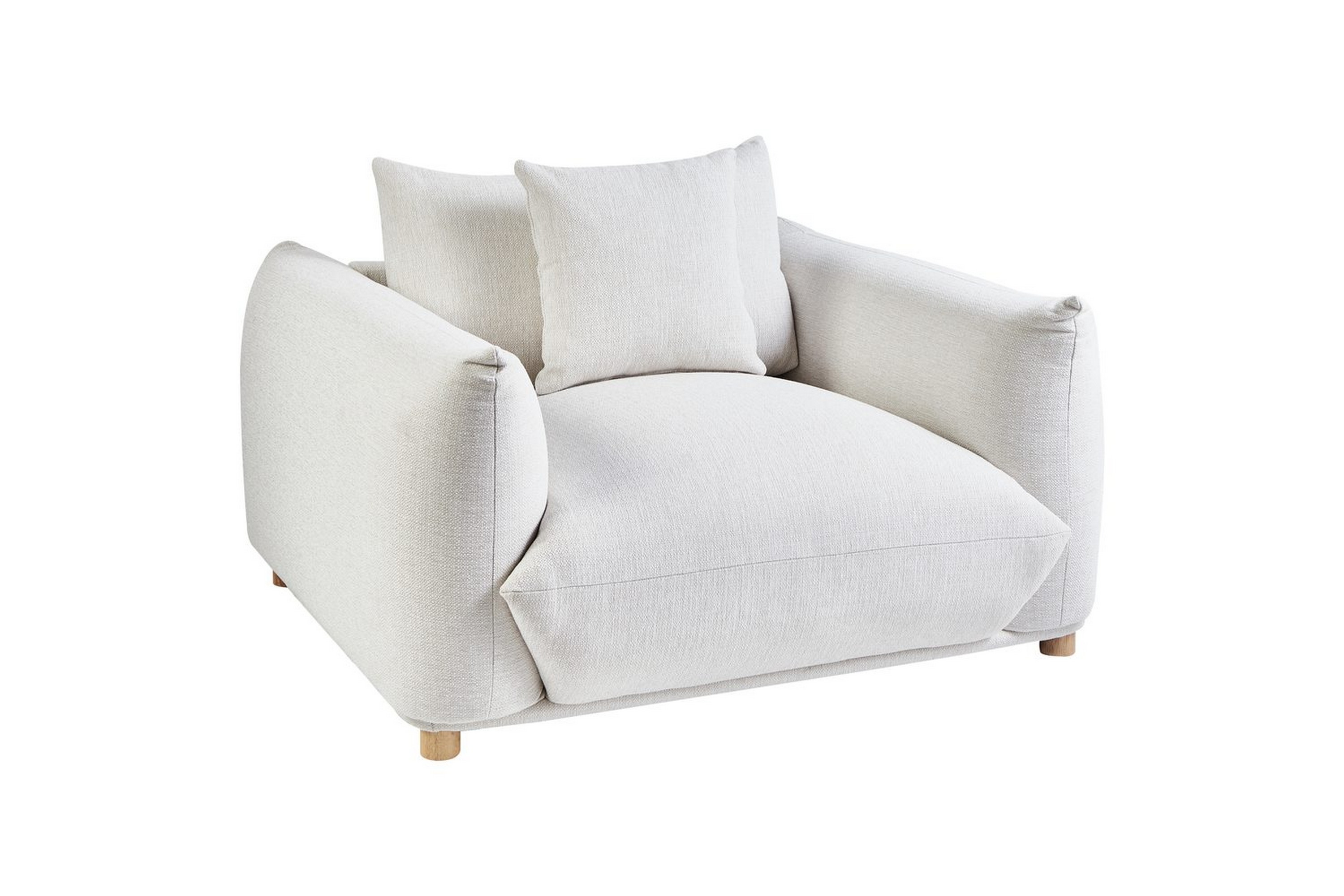 fåtölj luvos - vit, ljust trä