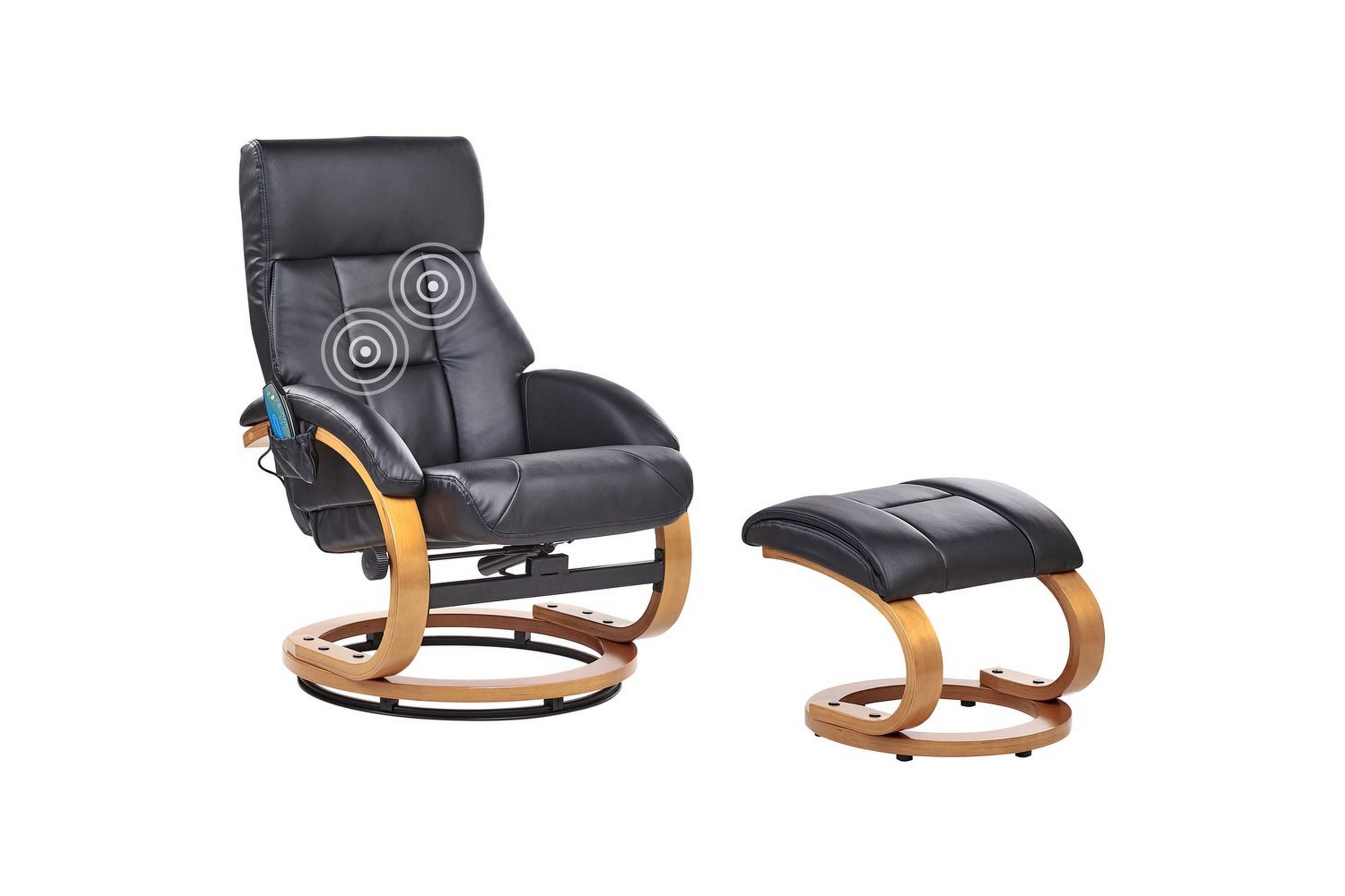 massagestol force - svart, ljust trä