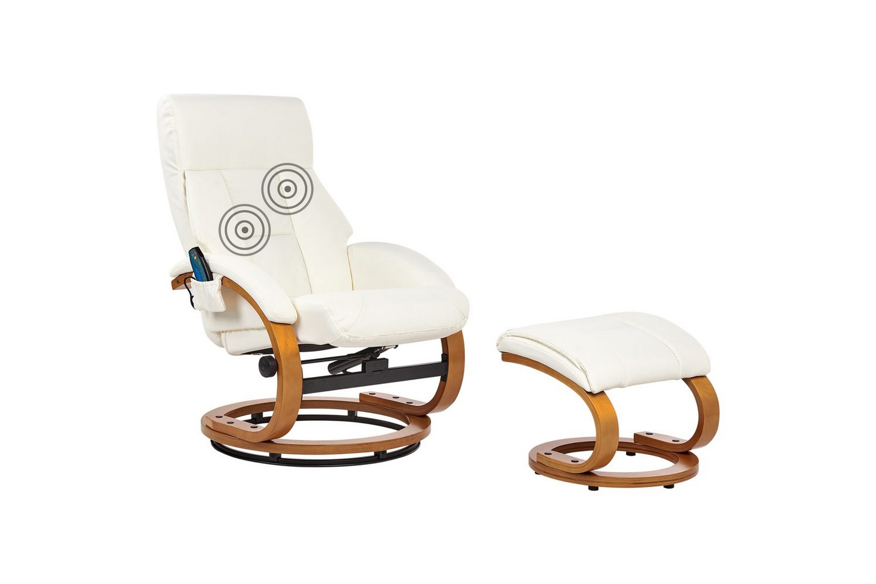 massagestol force - vit, ljust trä