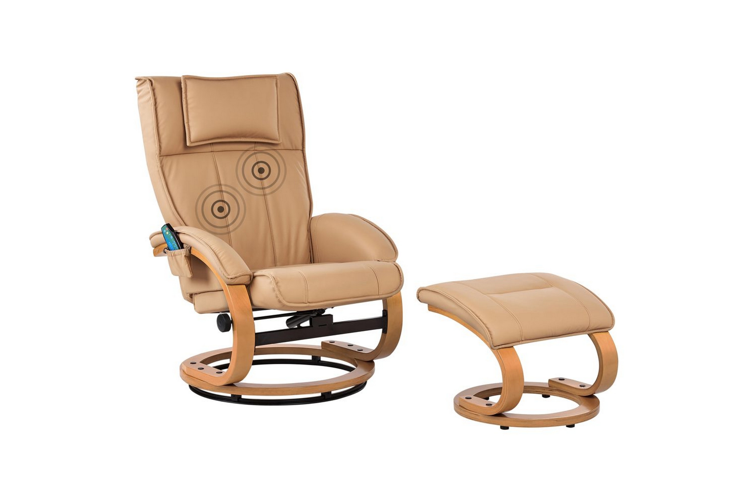 massagestol majestic - brunt, ljust trä