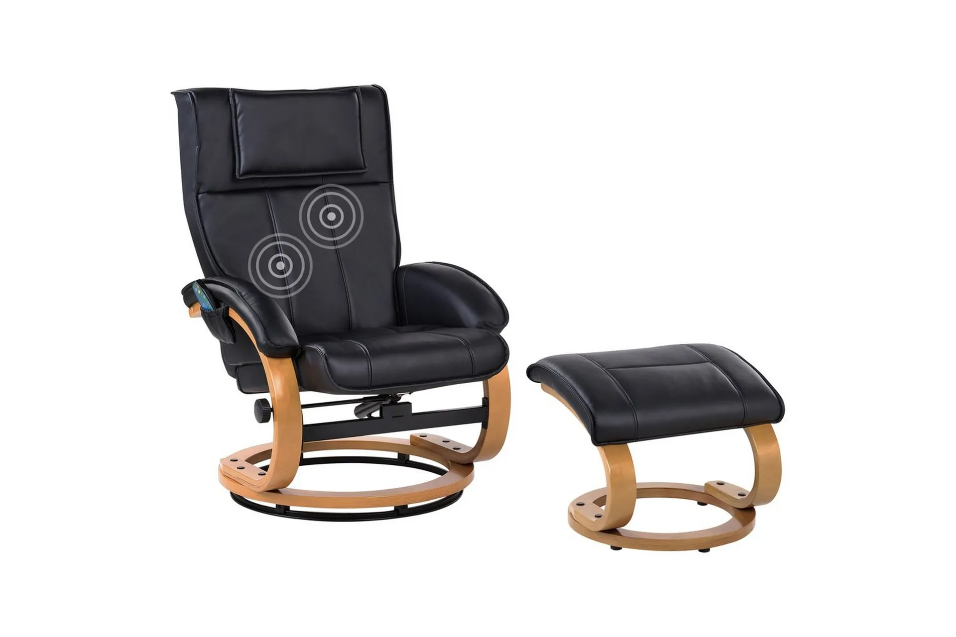 massagestol majestic - svart, ljust trä