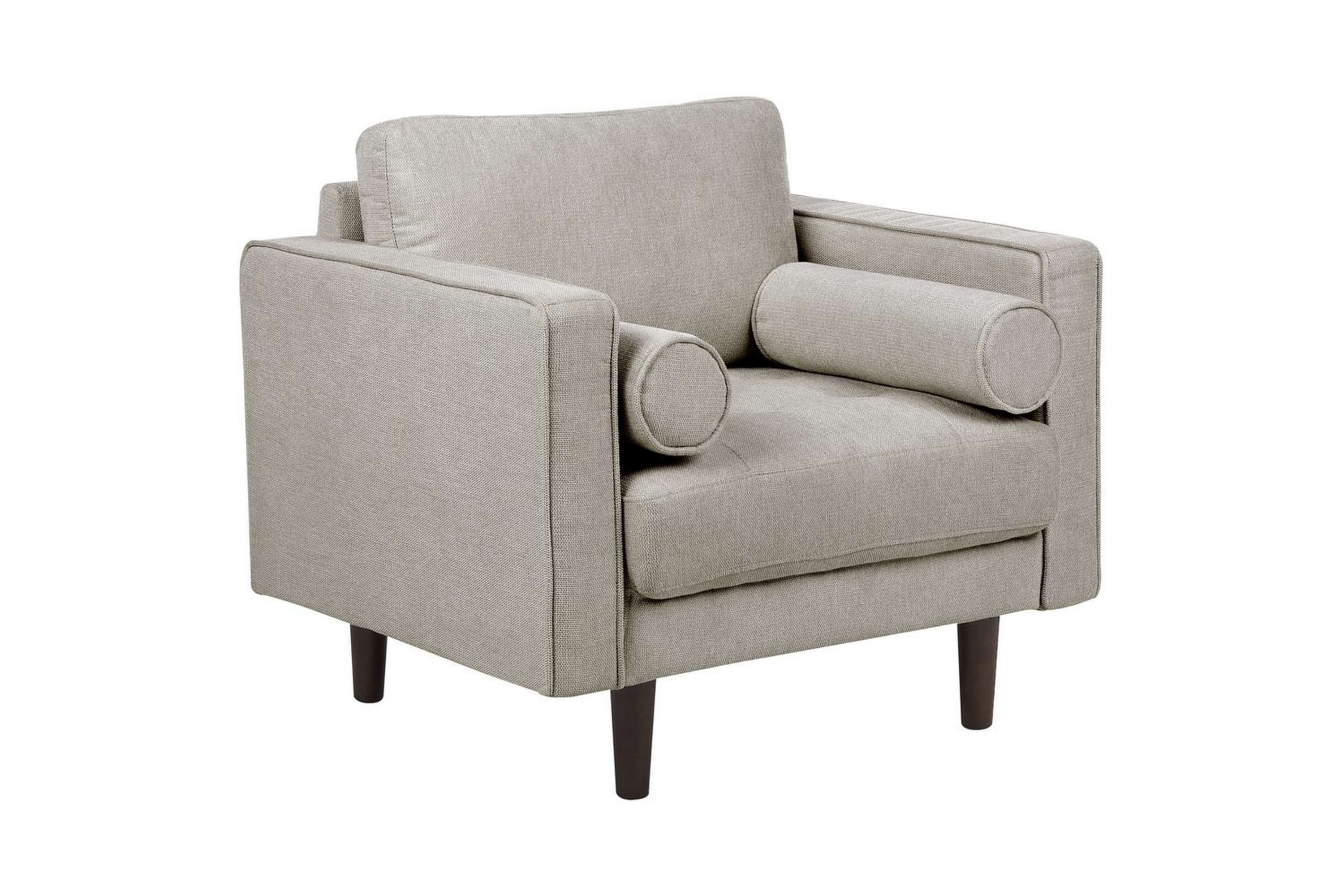 fåtölj nurmo - taupe, mörkt trä