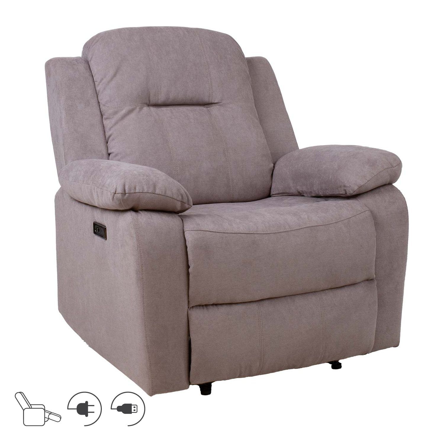Reclinerf&aring;t&ouml;lj Ylmark med elektrisk mekanism - taupe